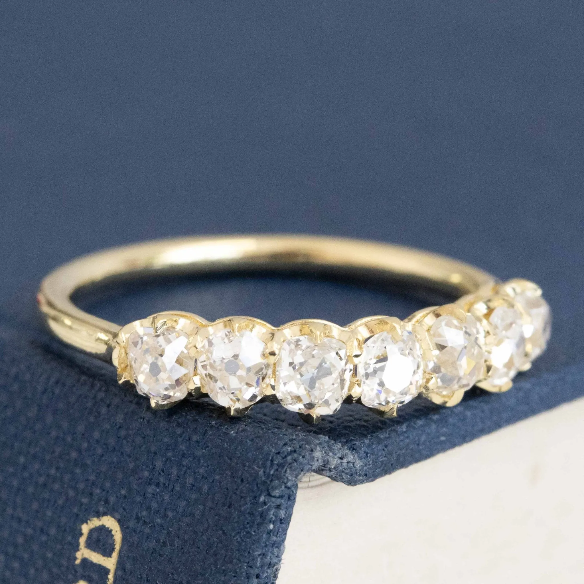 1.11ctw Old Mine Cut Diamond Half-Hoop Band
