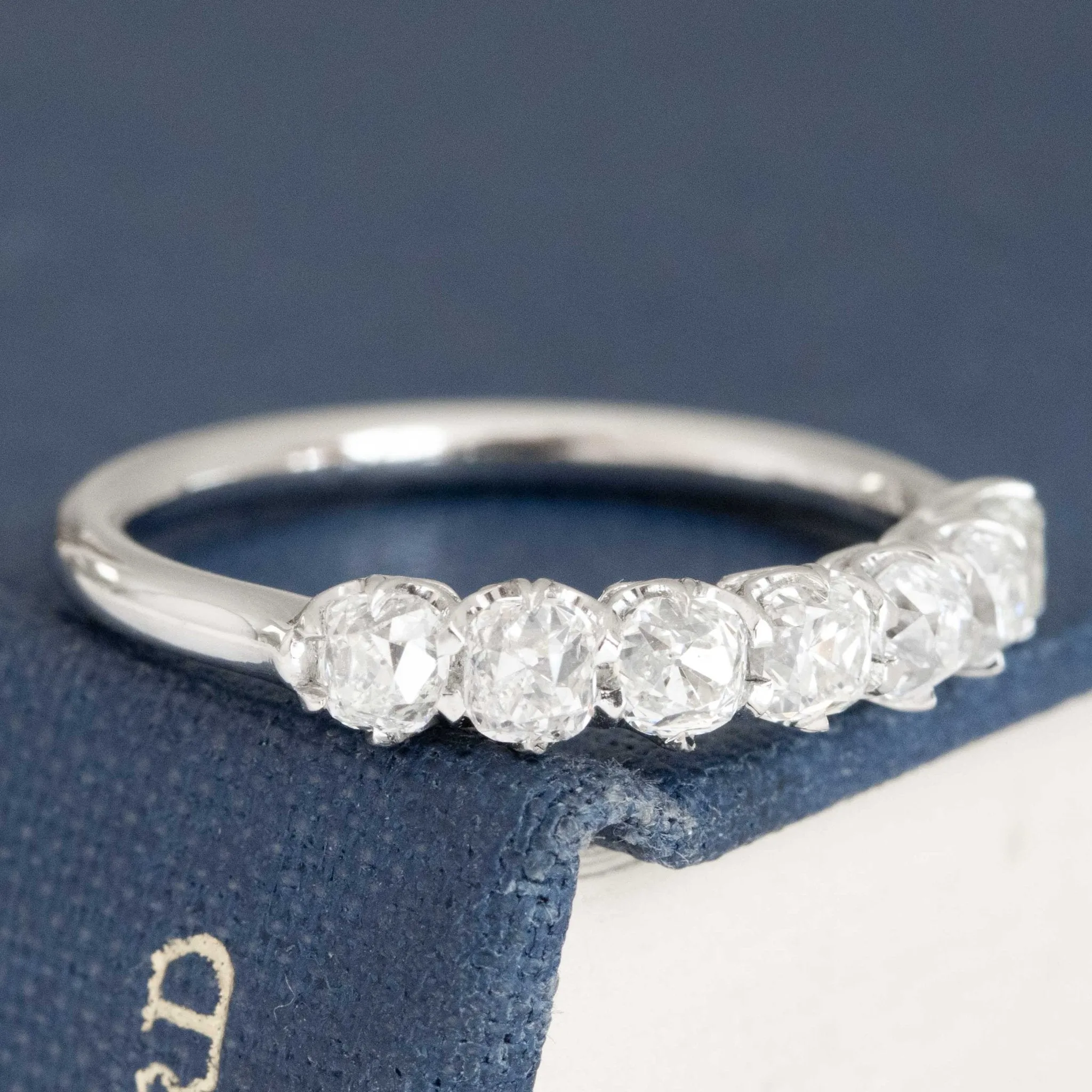 1.11ctw Old Mine Cut Diamond Half-Hoop Band
