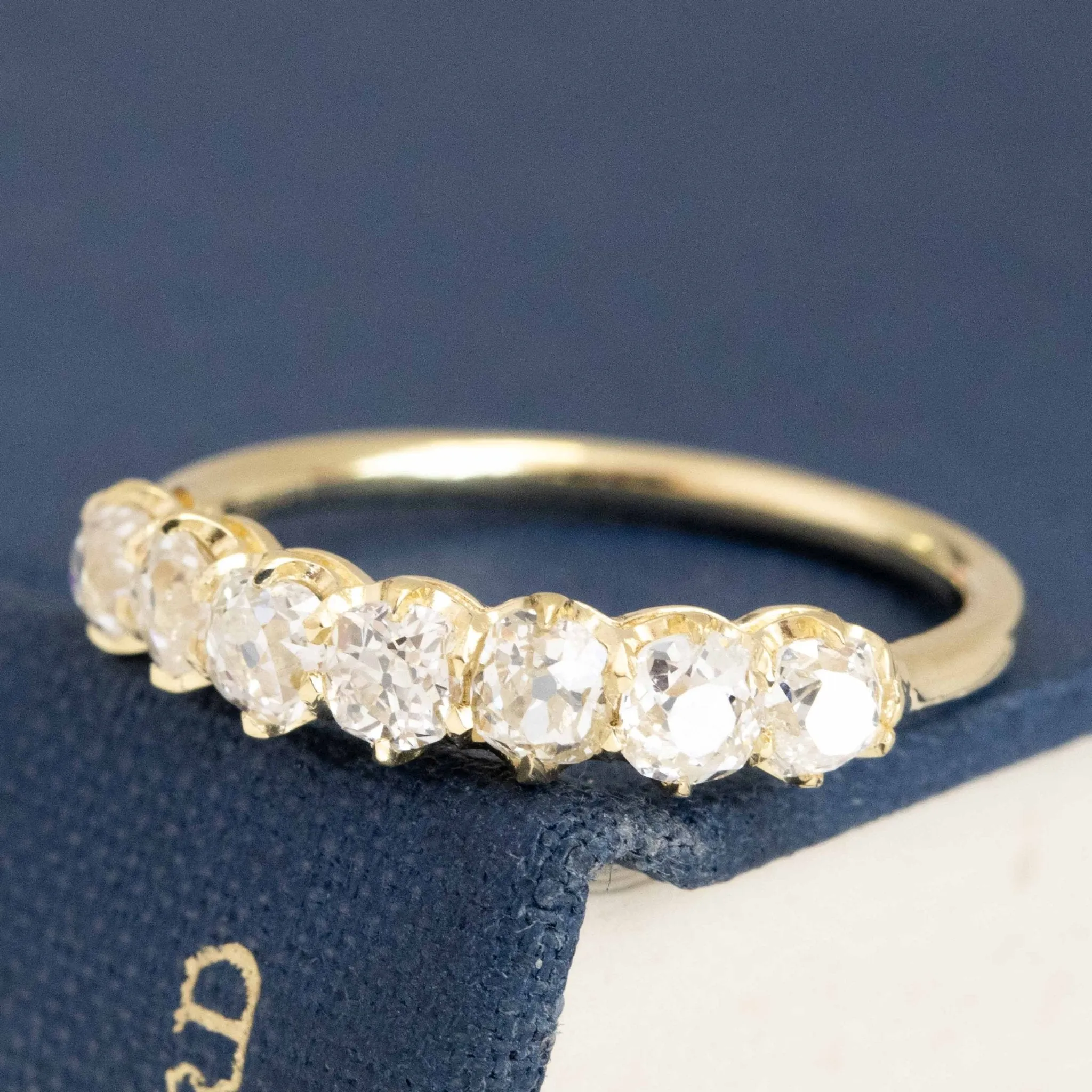 1.11ctw Old Mine Cut Diamond Half-Hoop Band
