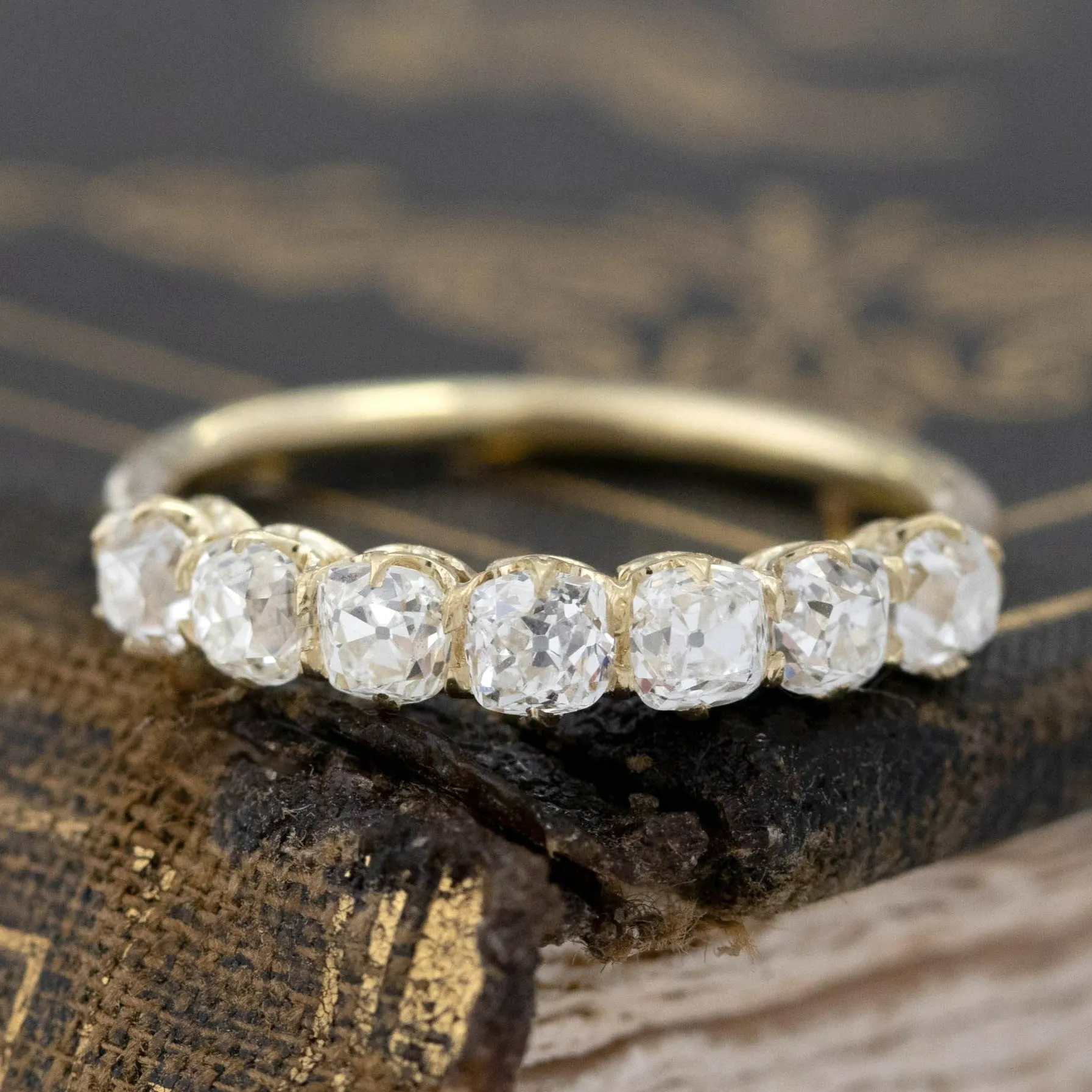 1.14ctw Old Mine Cut Diamond 7-Stone Band