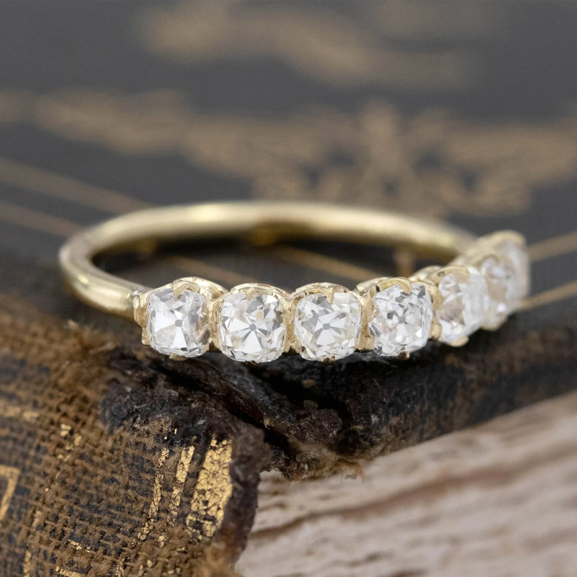 1.14ctw Old Mine Cut Diamond 7-Stone Band
