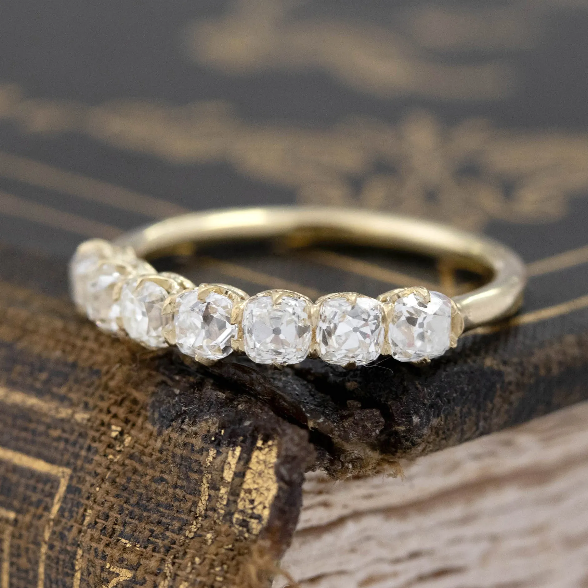1.14ctw Old Mine Cut Diamond 7-Stone Band