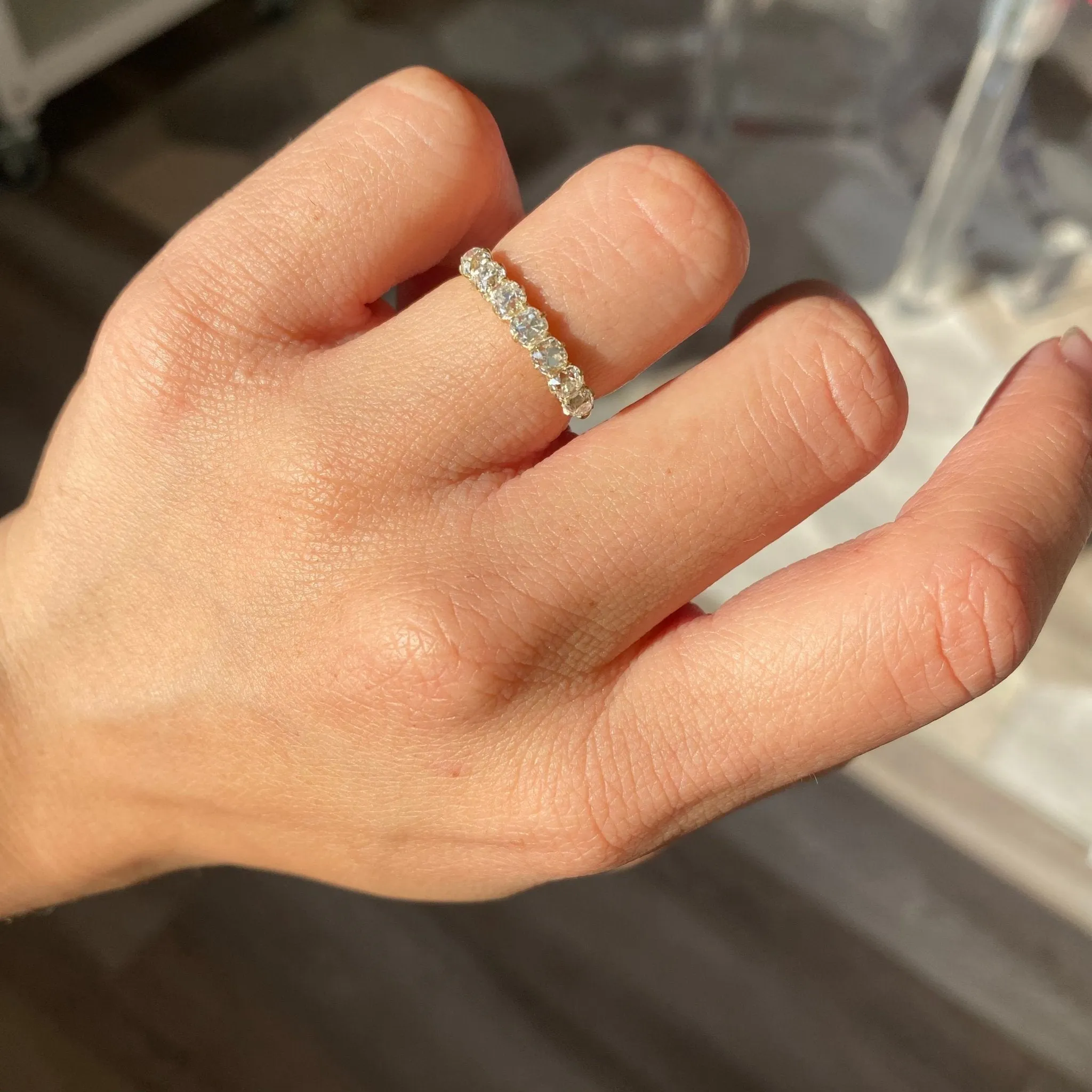 1.14ctw Old Mine Cut Diamond 7-Stone Band