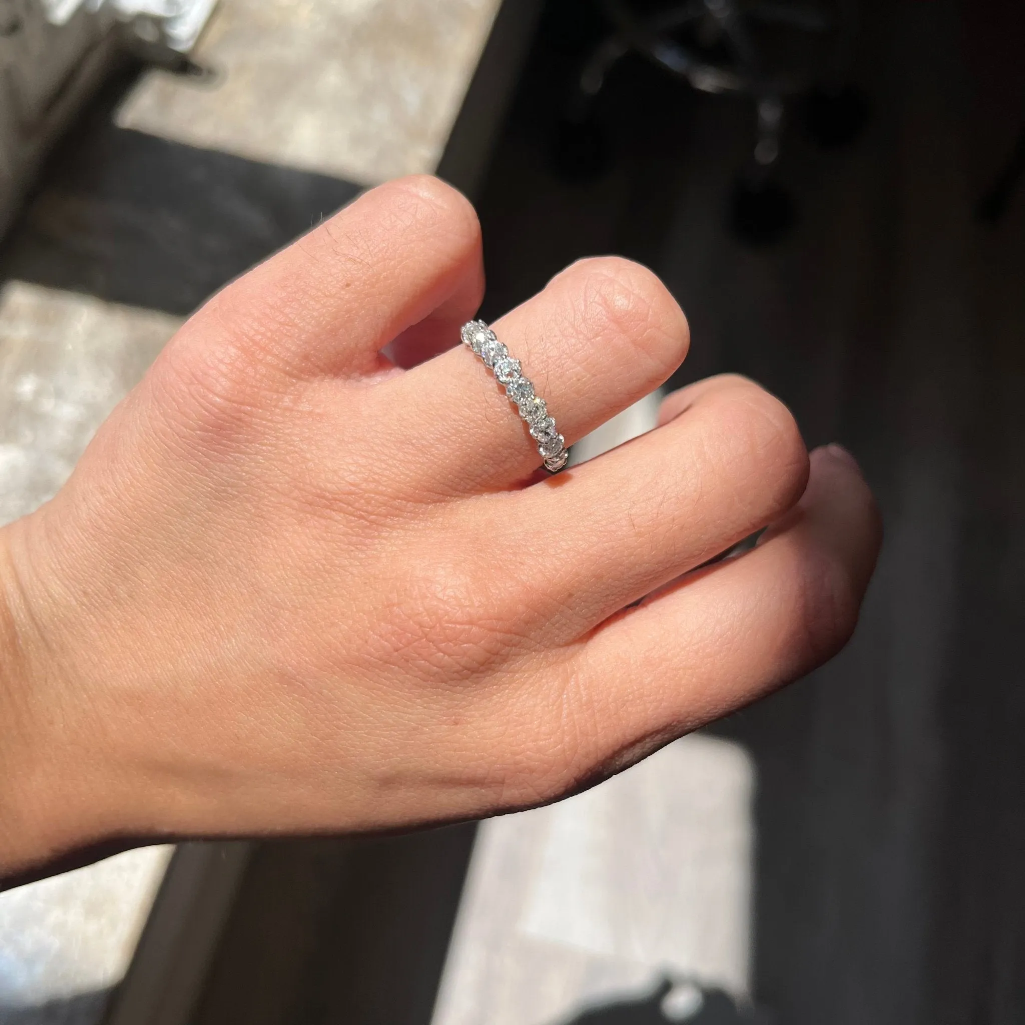 1.15ctw Old Mine Cut Diamond 9-Stone Half-Hoop Band