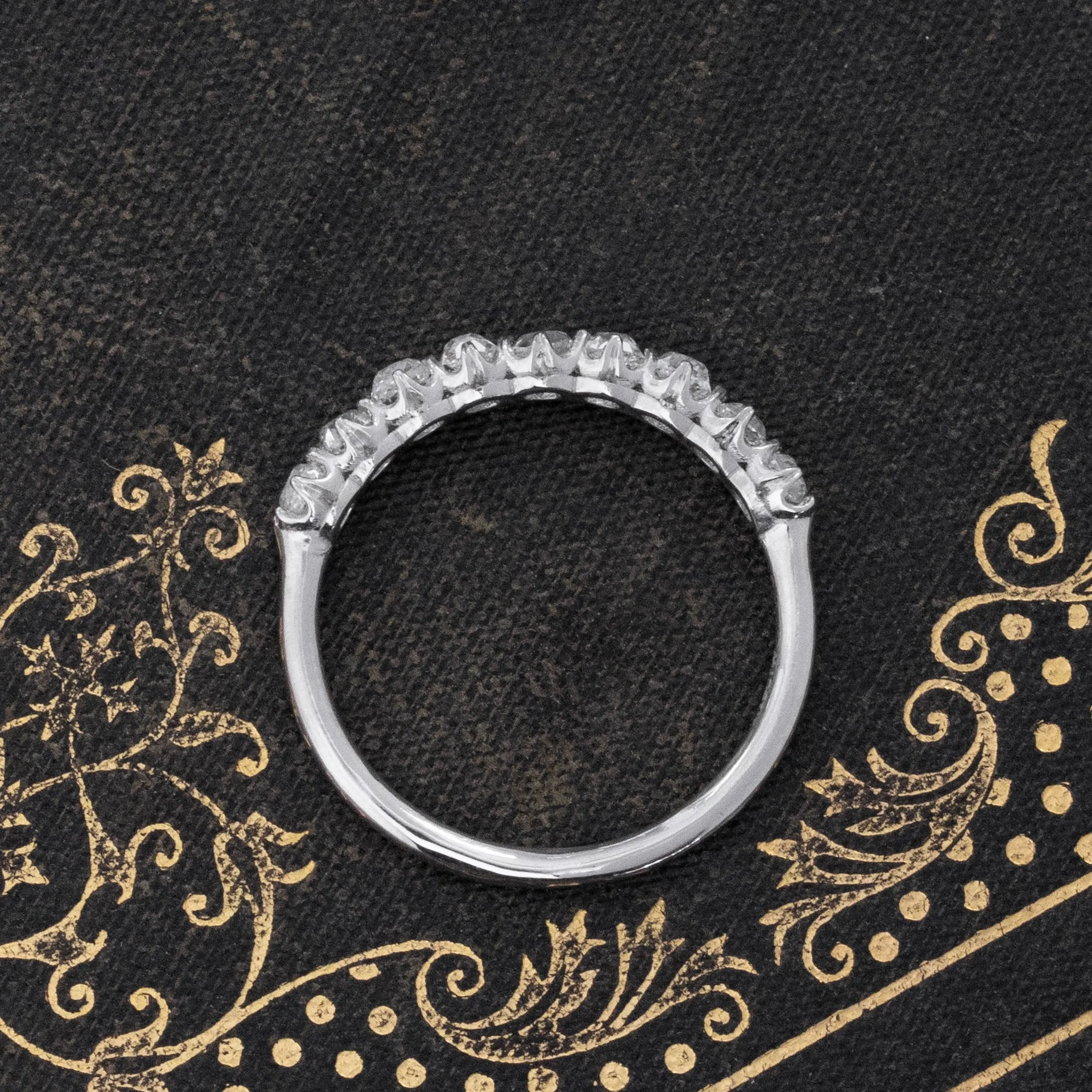 1.15ctw Old Mine Cut Diamond 9-Stone Half-Hoop Band