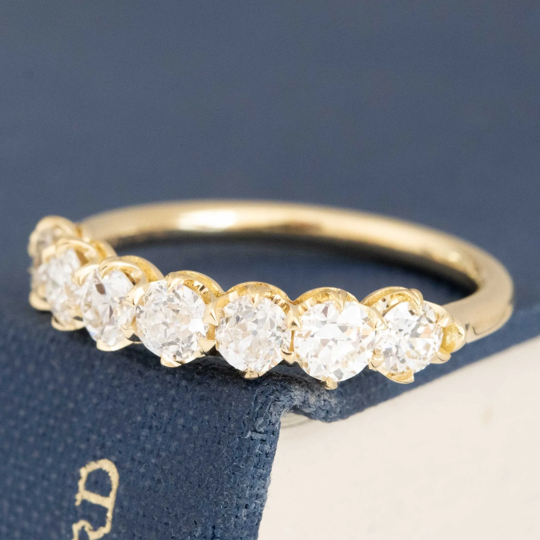 1.16ctw Old European Cut Diamond Half-Hoop Band