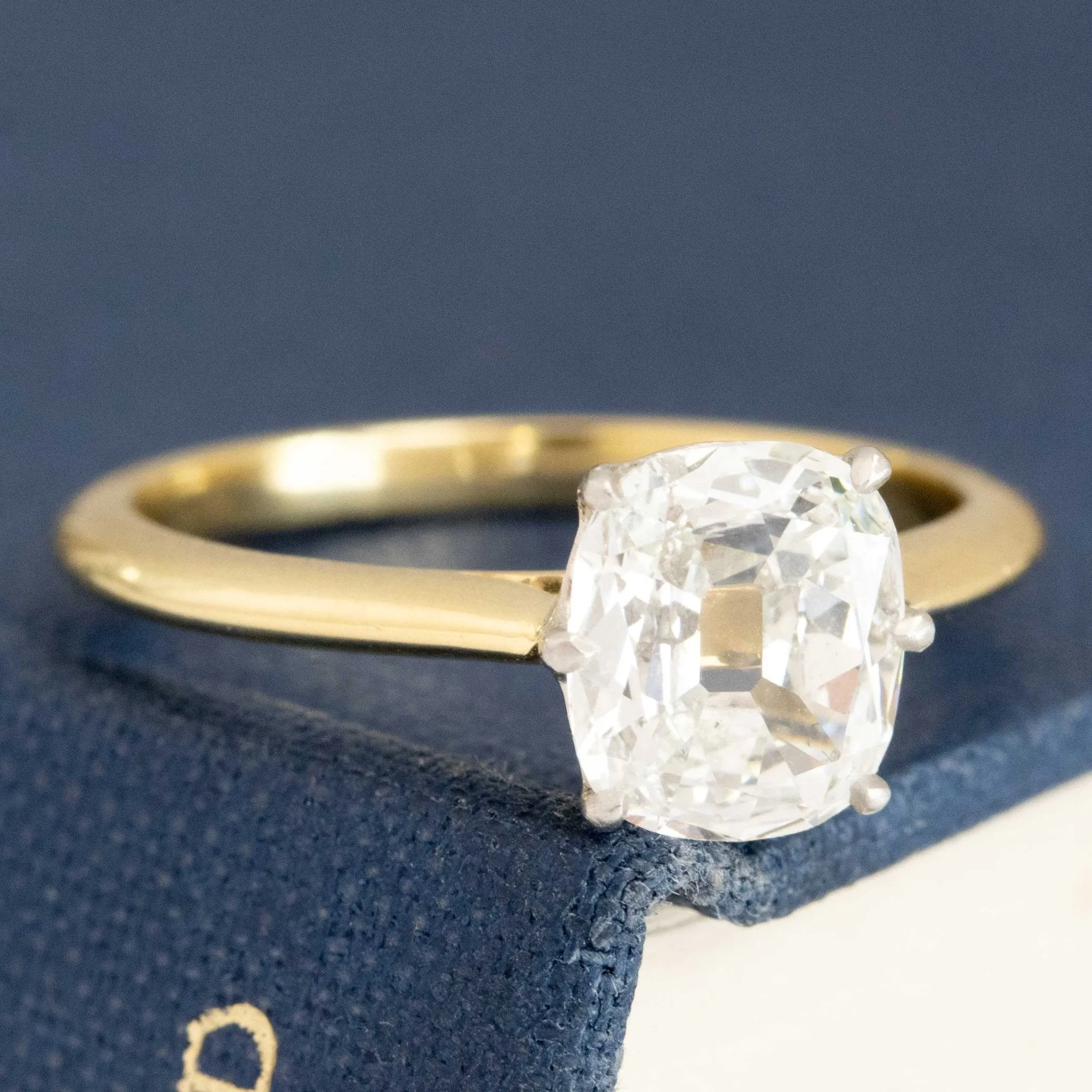 1.17ct Old Mine Cushion Cut Diamond Solitaire, GIA H SI1