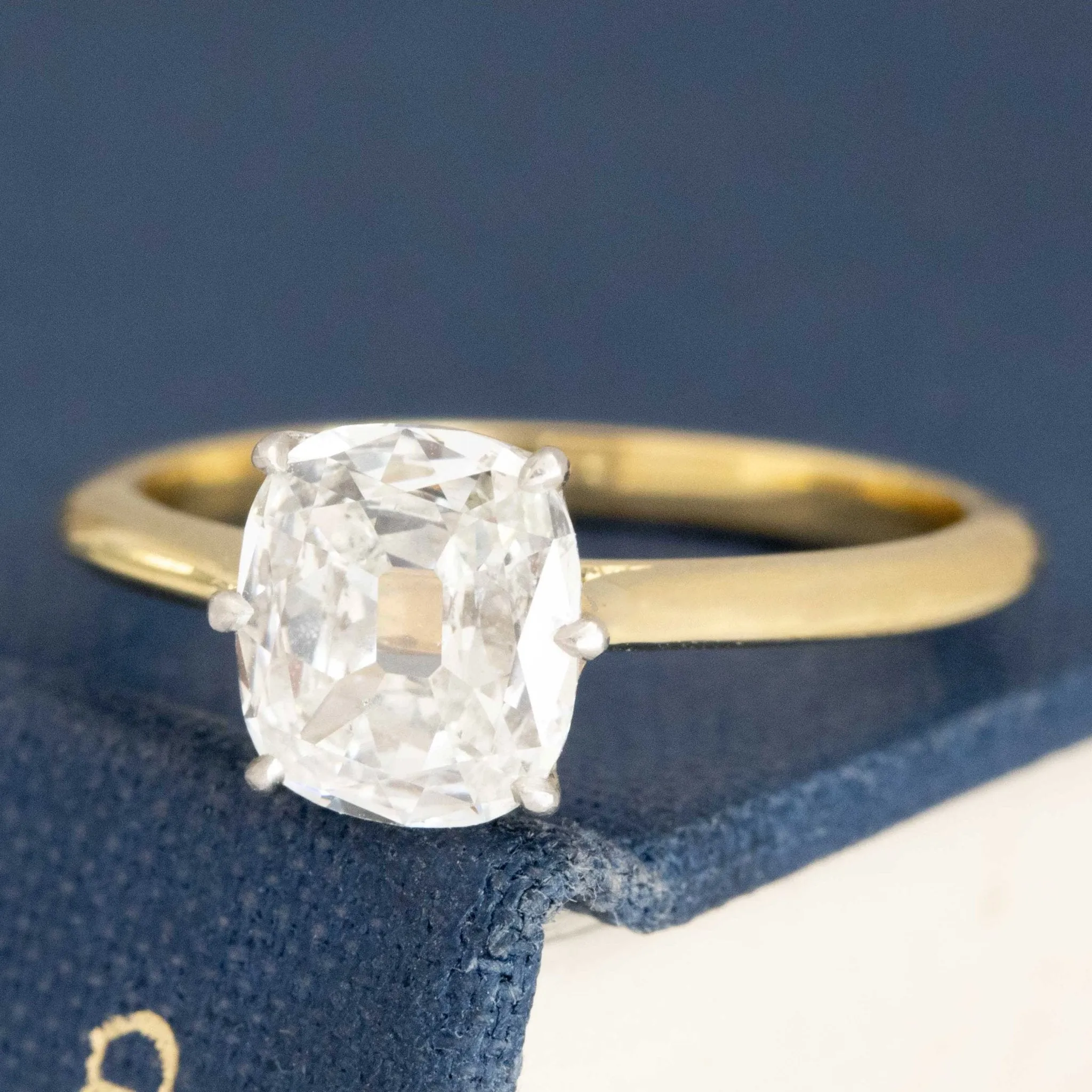 1.17ct Old Mine Cushion Cut Diamond Solitaire, GIA H SI1