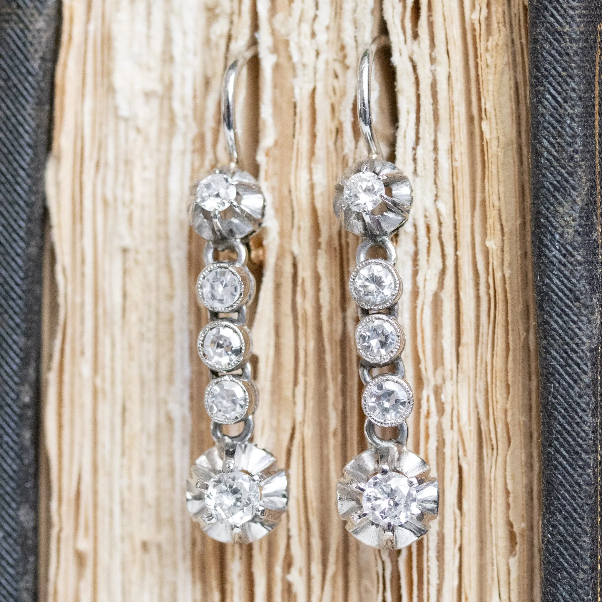 1.18ctw Vintage Old European Cut Diamond Buttercup Drop Earrings