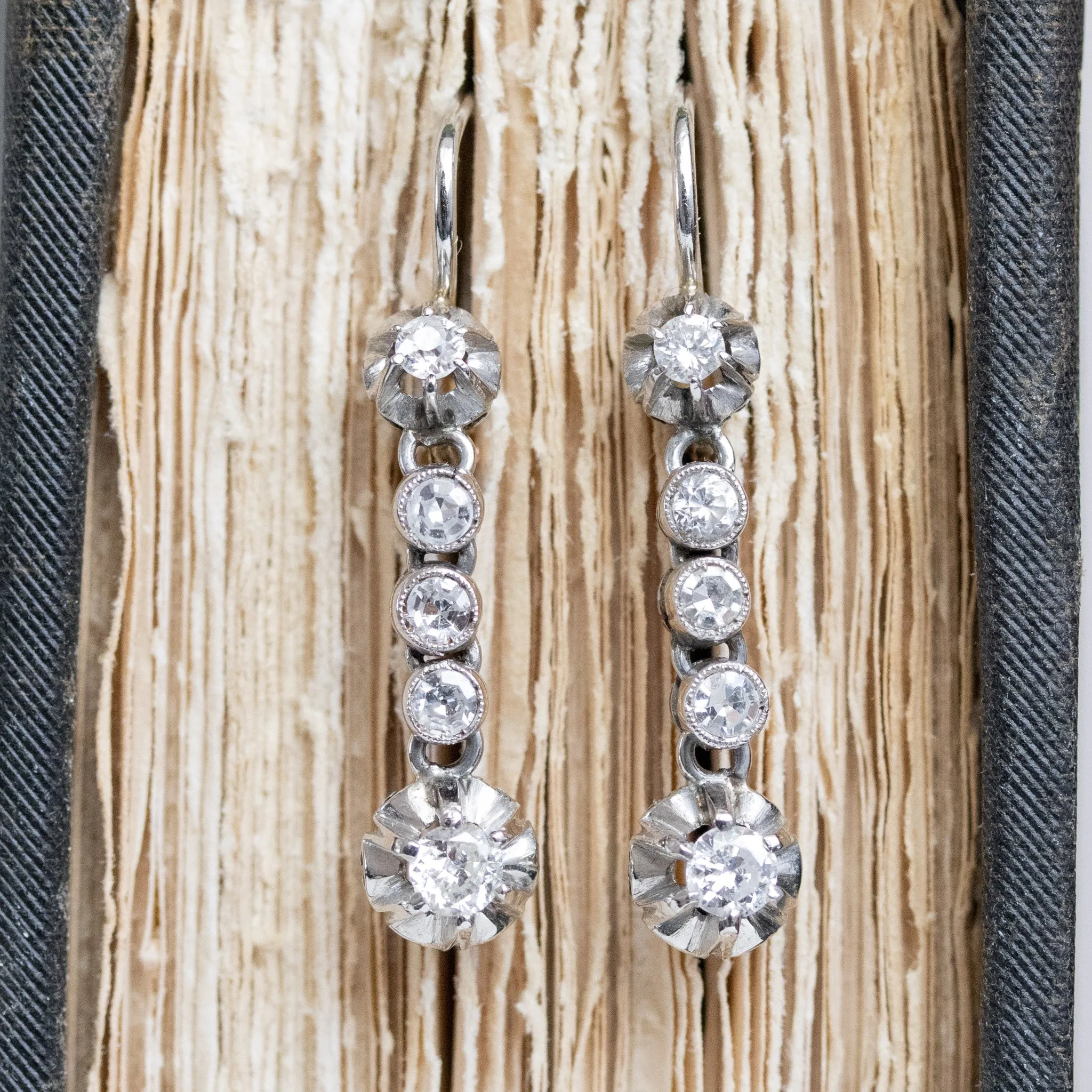 1.18ctw Vintage Old European Cut Diamond Buttercup Drop Earrings
