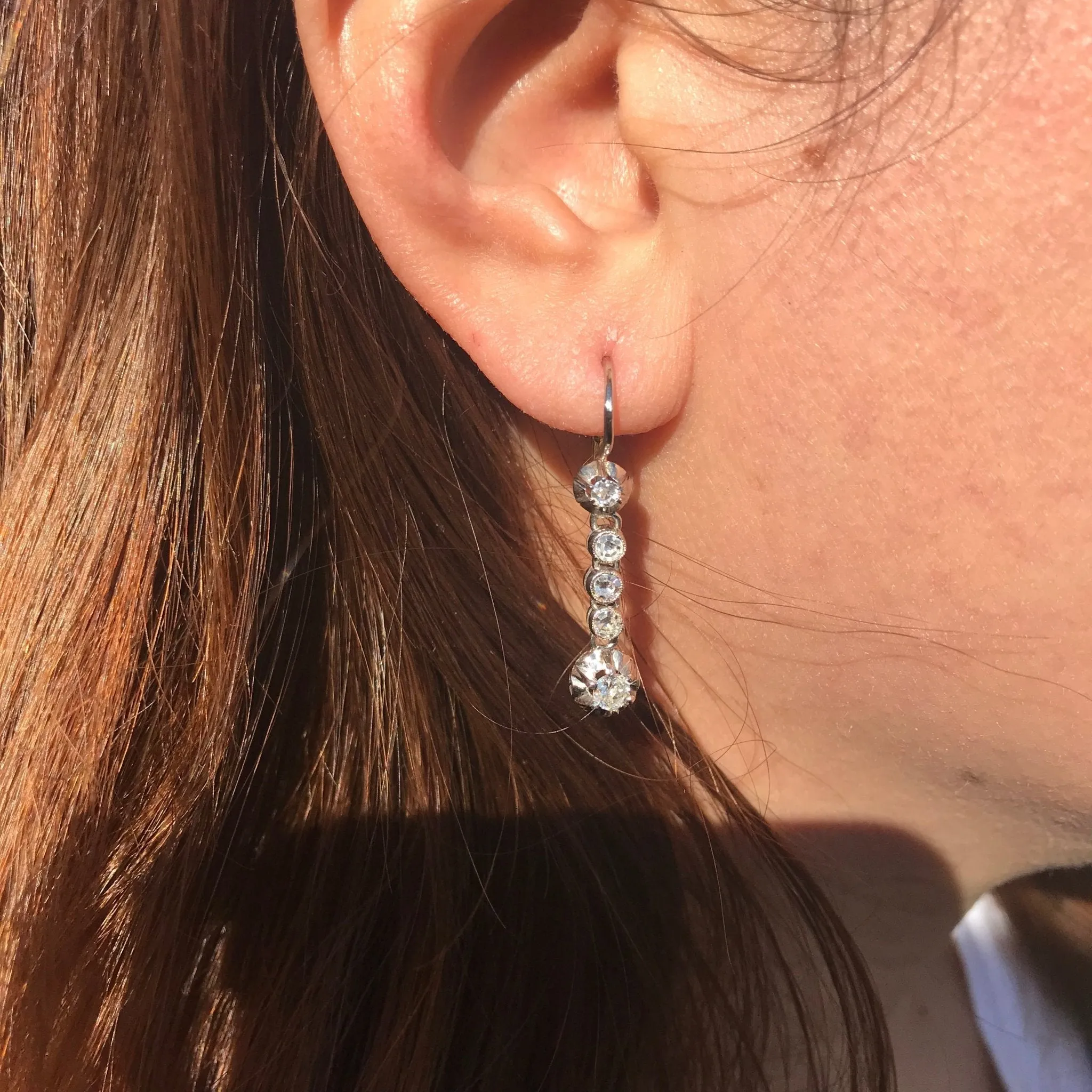 1.18ctw Vintage Old European Cut Diamond Buttercup Drop Earrings