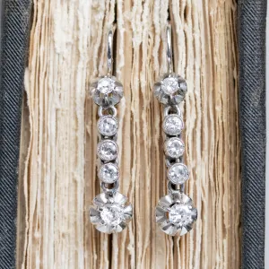 1.18ctw Vintage Old European Cut Diamond Buttercup Drop Earrings