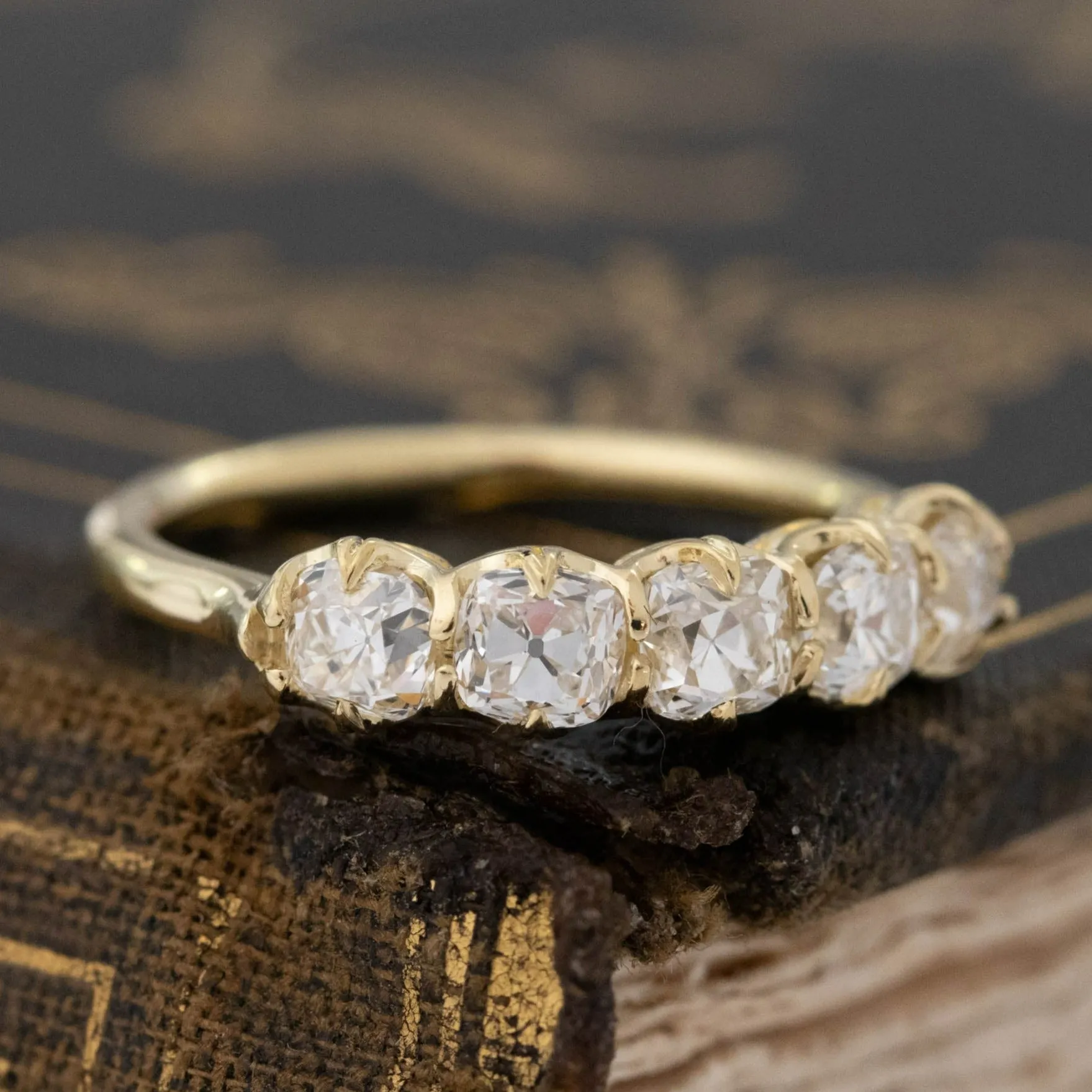 1.22ctw Old Mine Cut Diamond 5-Stone Band