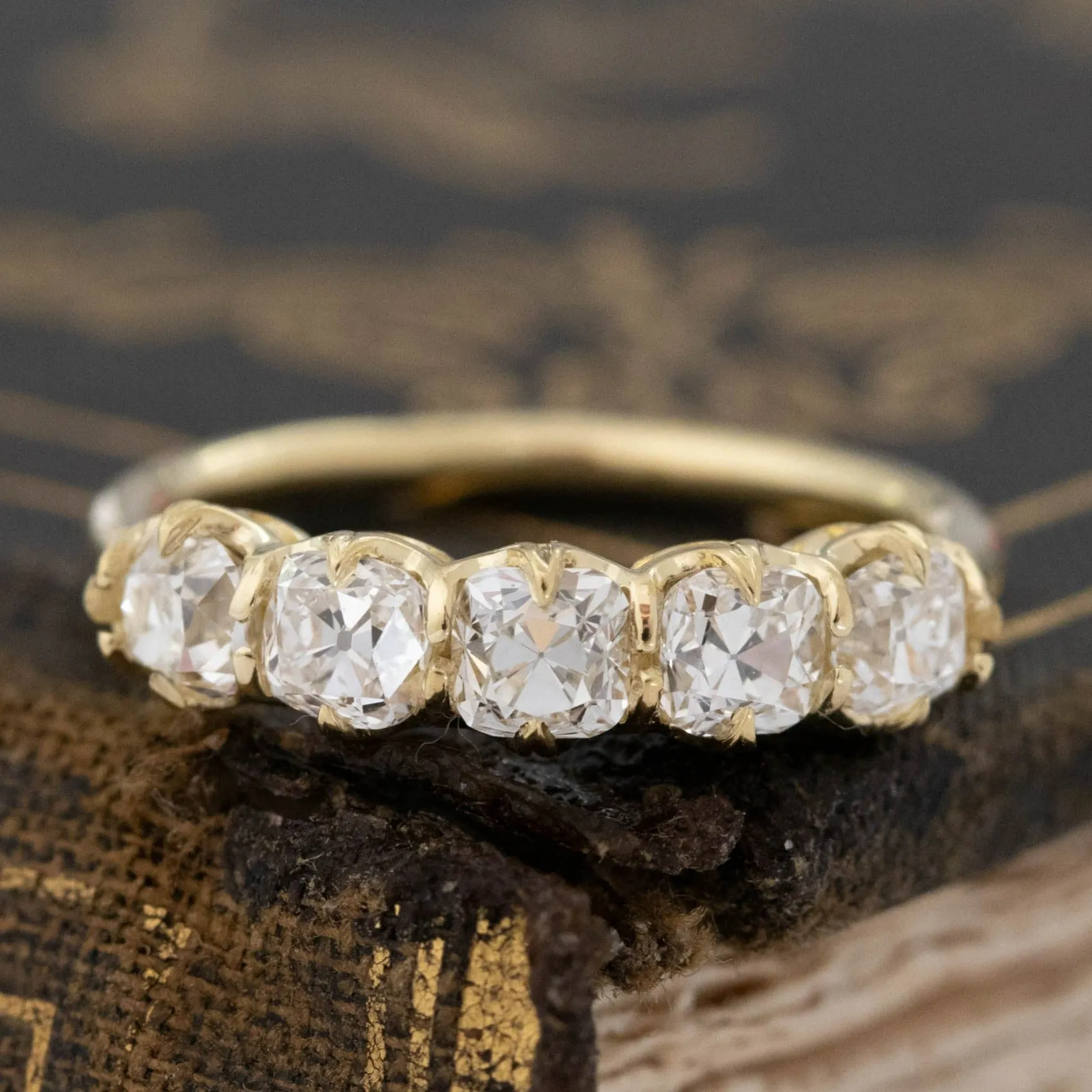 1.22ctw Old Mine Cut Diamond 5-Stone Band