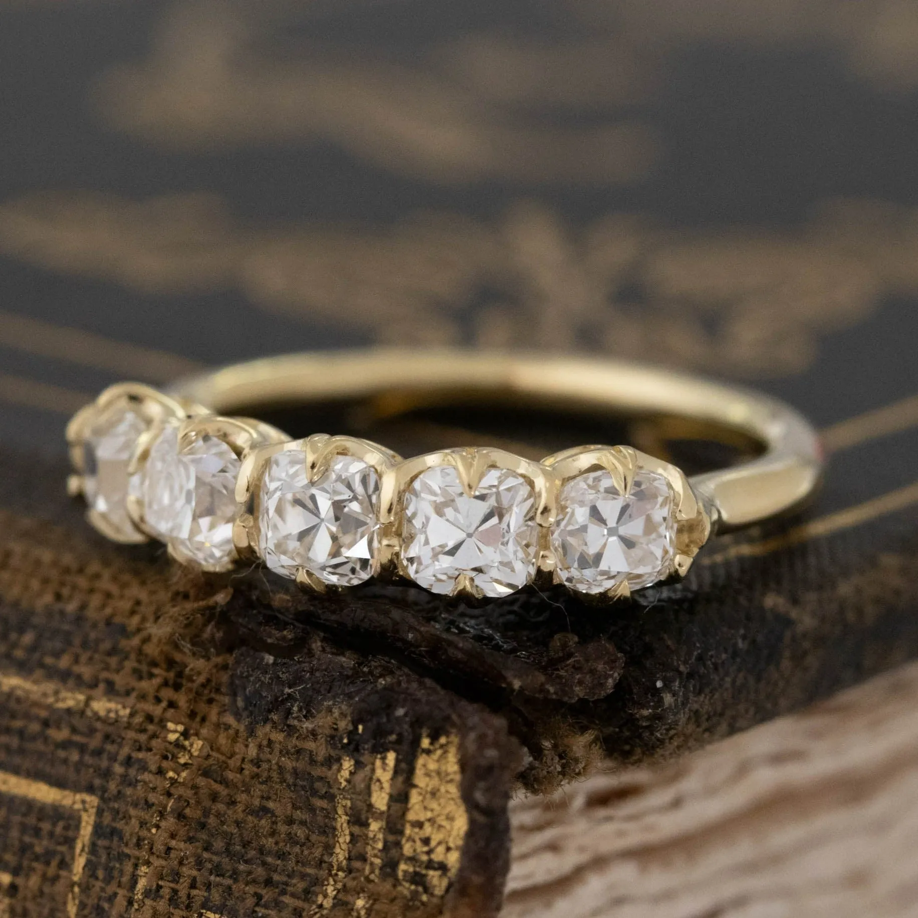 1.22ctw Old Mine Cut Diamond 5-Stone Band