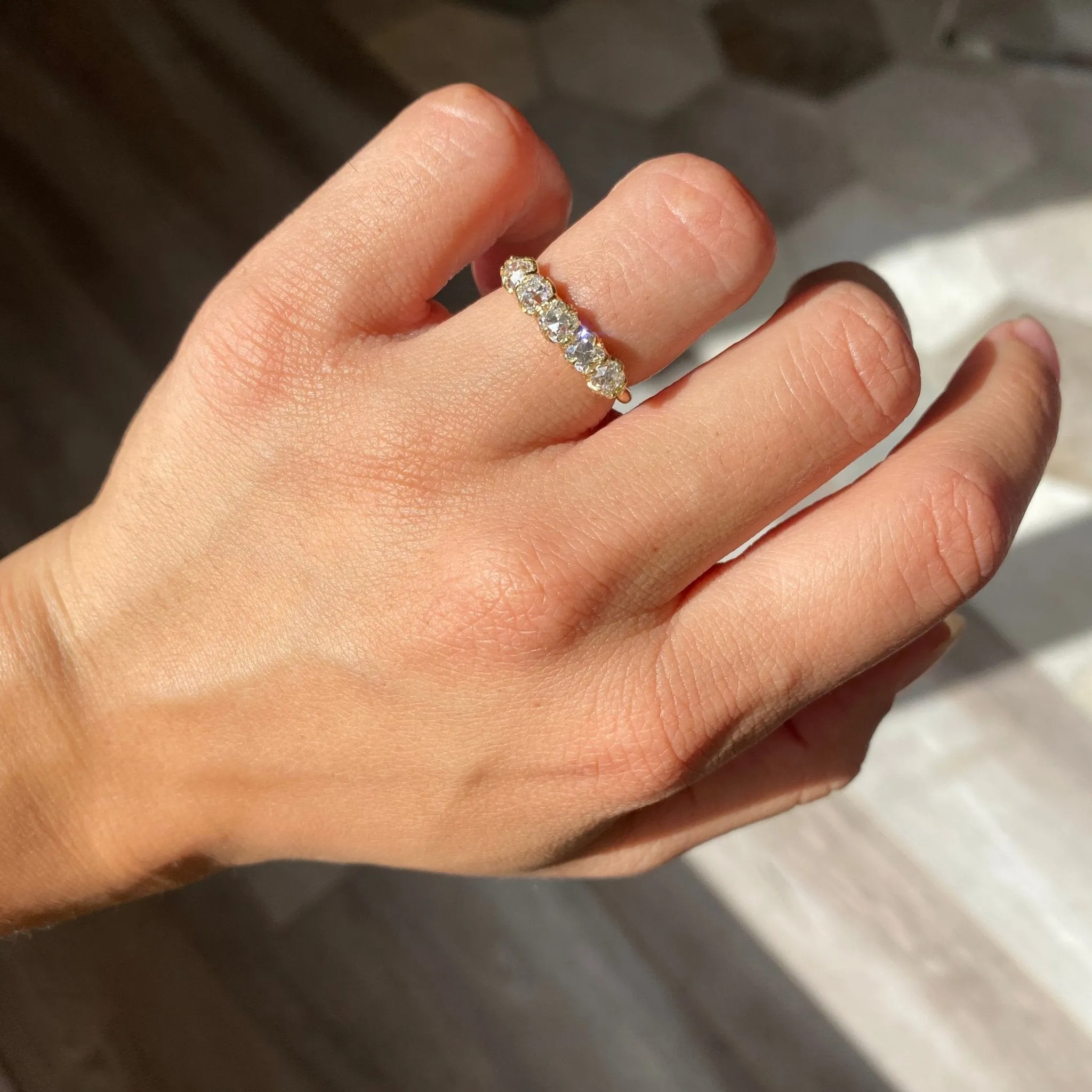 1.22ctw Old Mine Cut Diamond 5-Stone Band