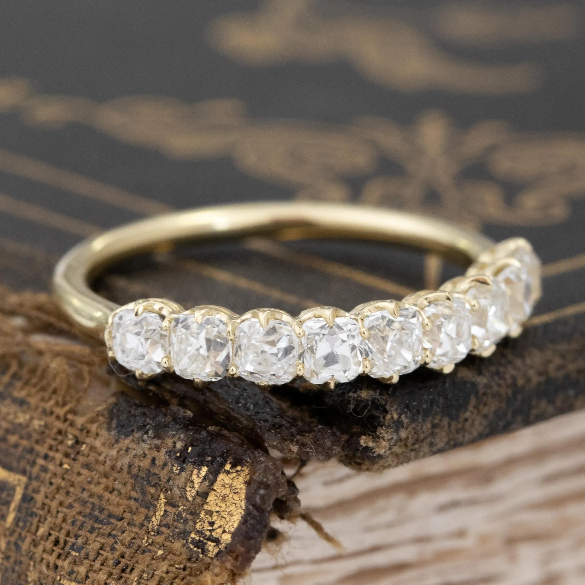 1.23ctw Old Mine Cut Diamond Half-Hoop Band