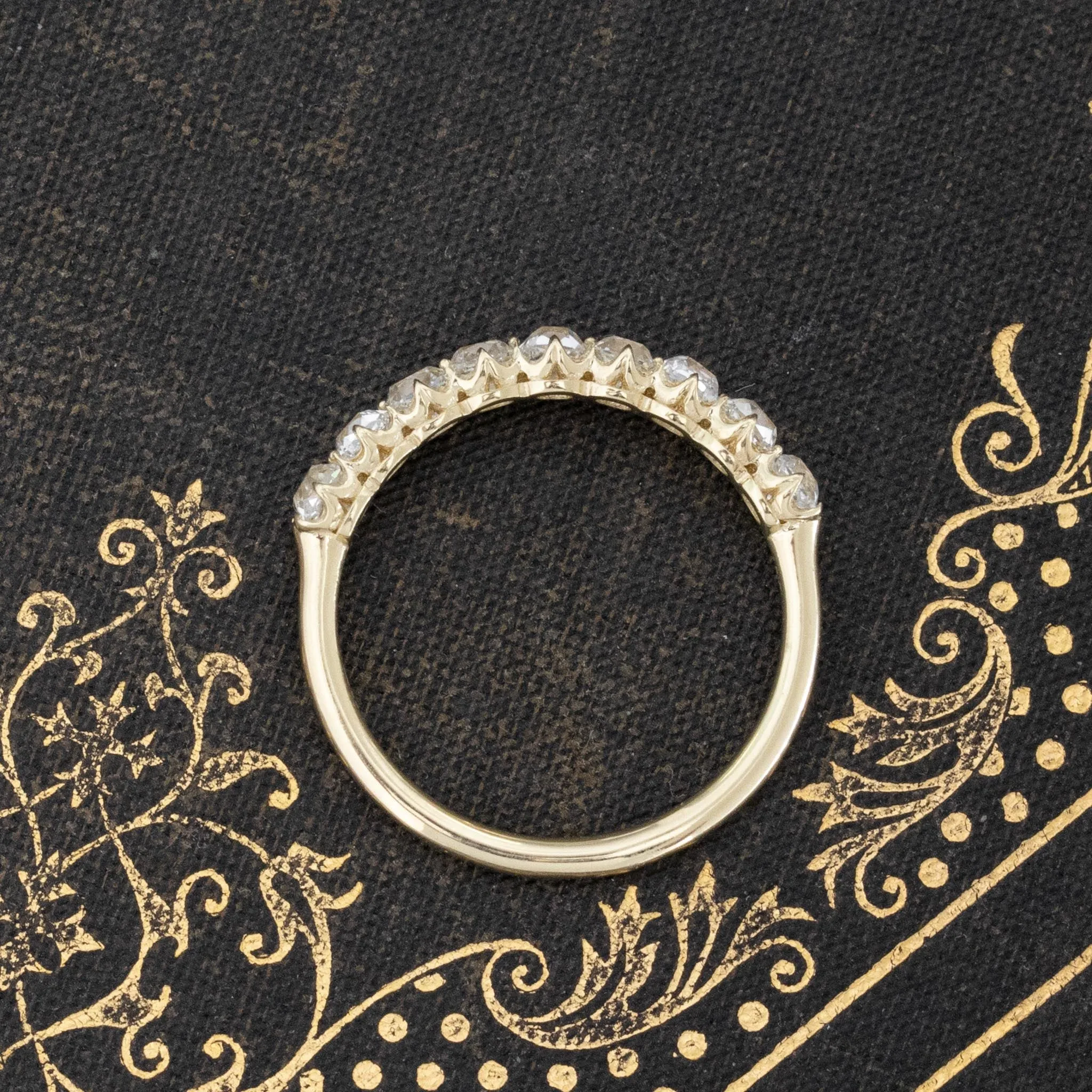 1.23ctw Old Mine Cut Diamond Half-Hoop Band