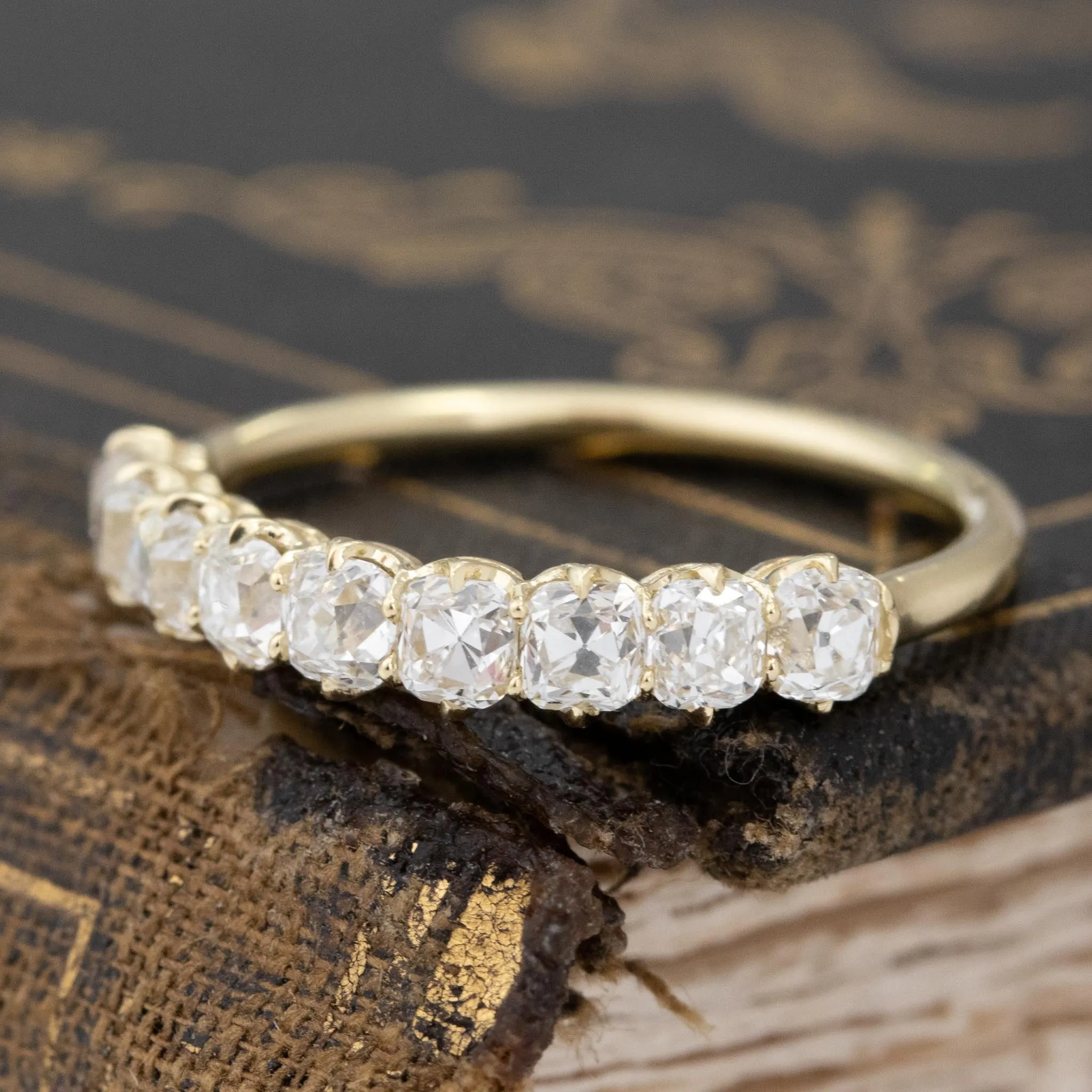 1.23ctw Old Mine Cut Diamond Half-Hoop Band