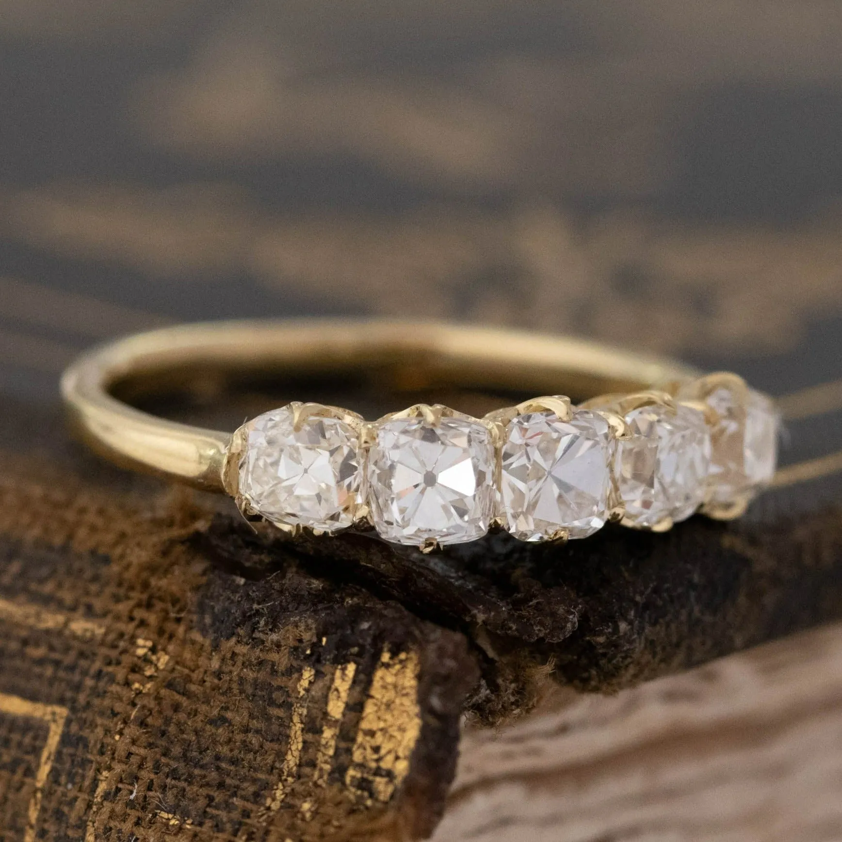 1.24ctw Old Mine Cut Diamond 5-Stone Band