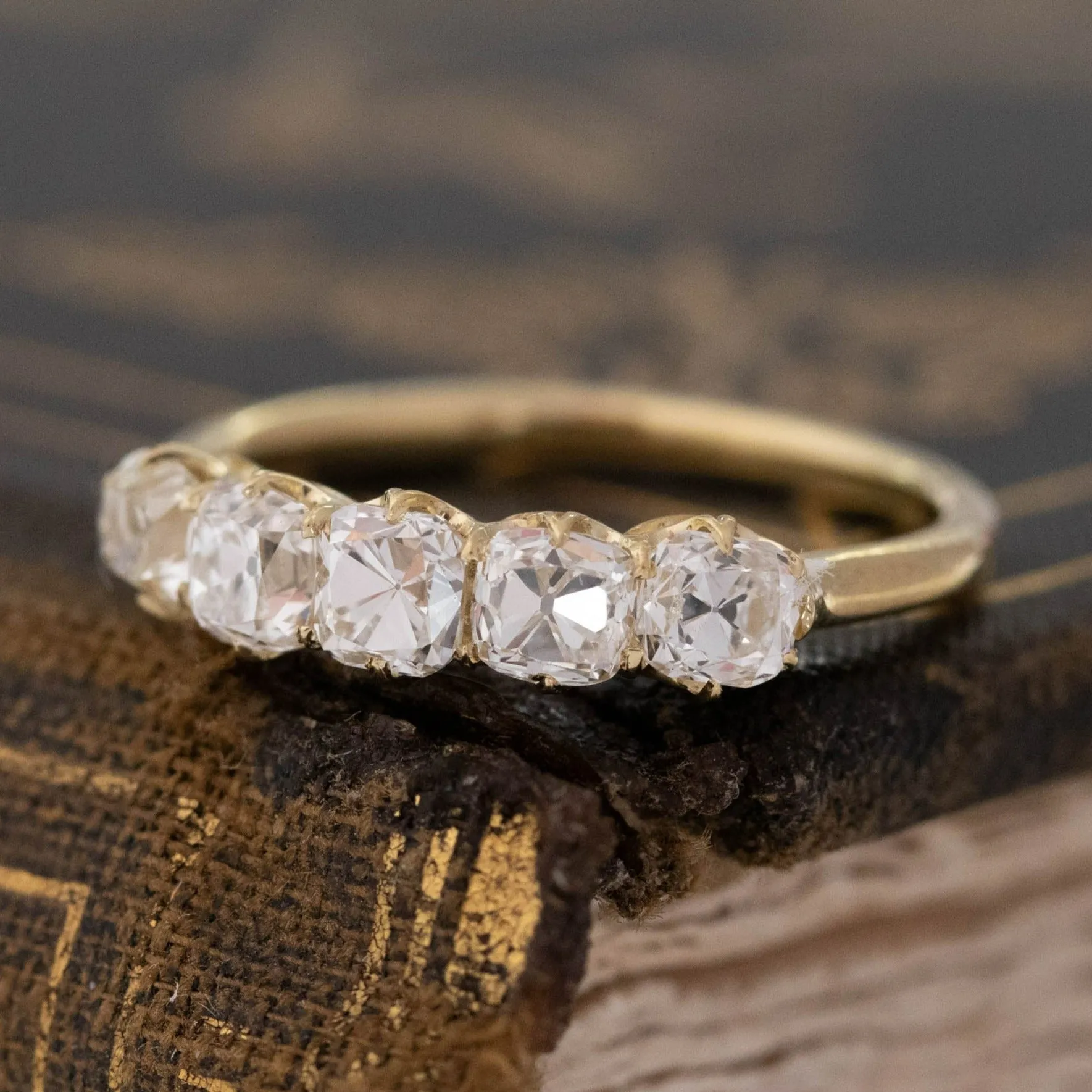 1.24ctw Old Mine Cut Diamond 5-Stone Band