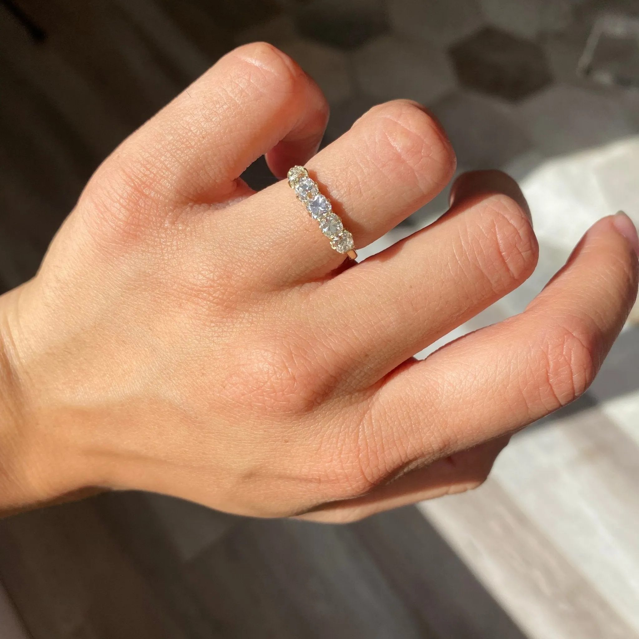 1.24ctw Old Mine Cut Diamond 5-Stone Band