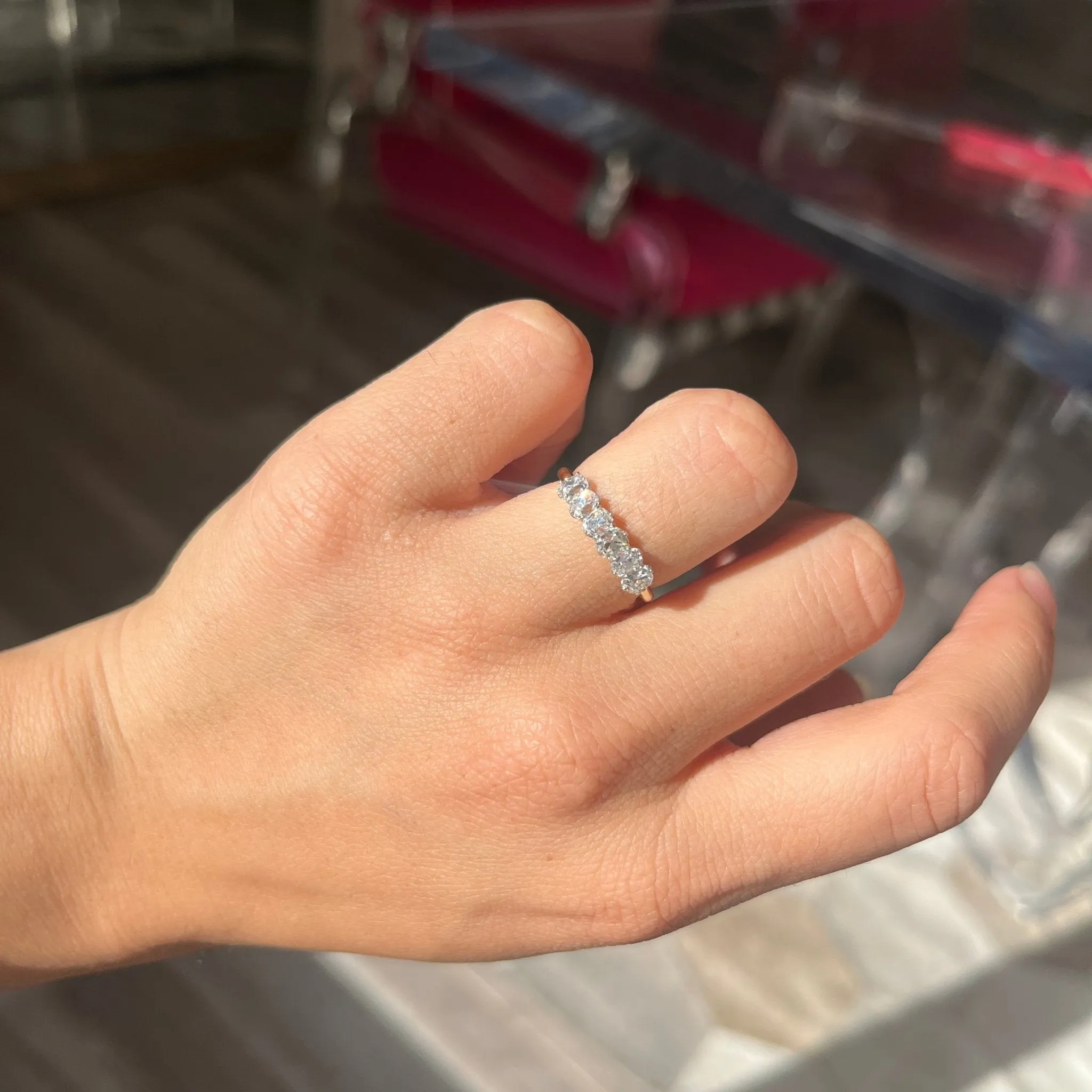 1.24ctw Old Mine Cut Diamond 6-Stone Band