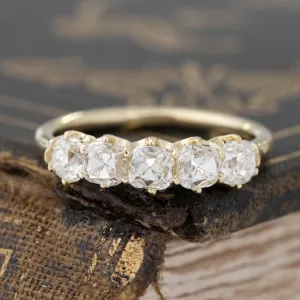 1.29ctw Old Mine Cut Diamond 5-Stone Band