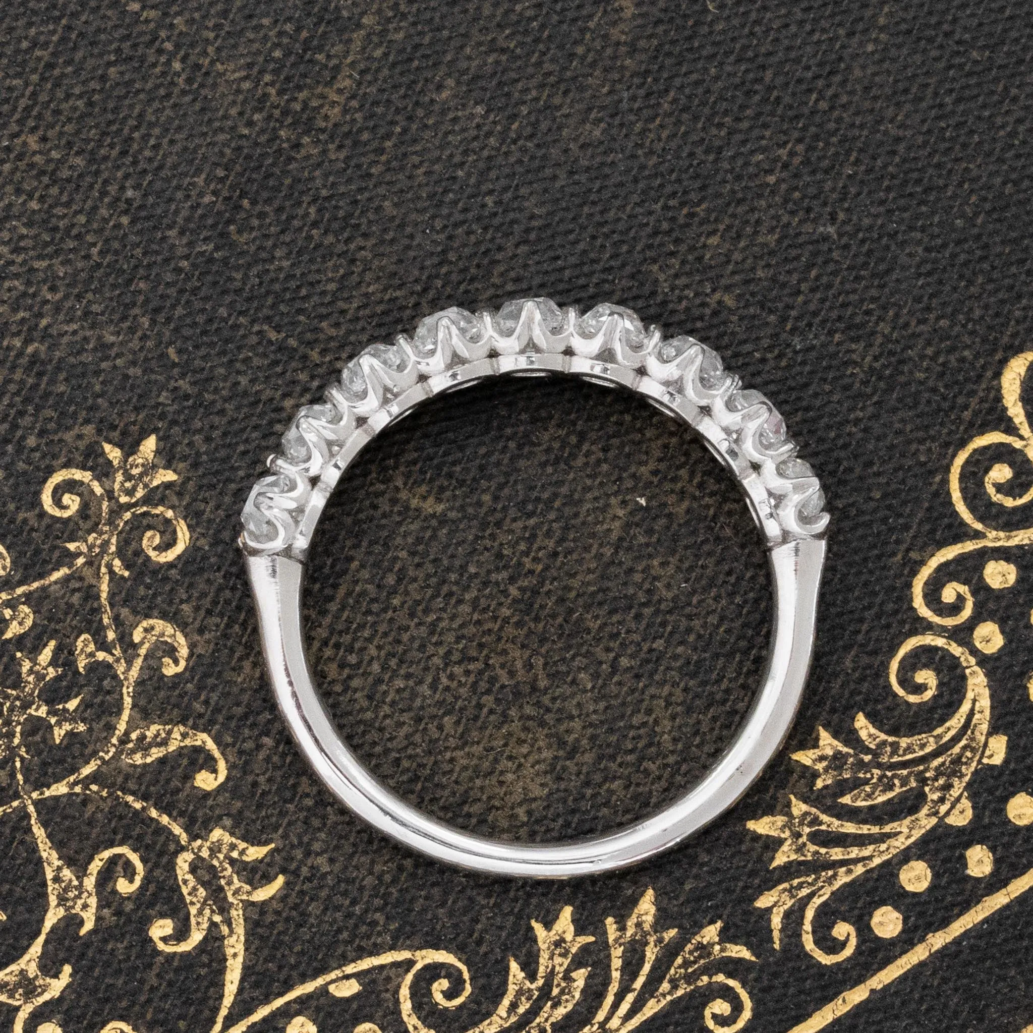 1.29ctw Old Mine Cut Diamond Half-Hoop Band