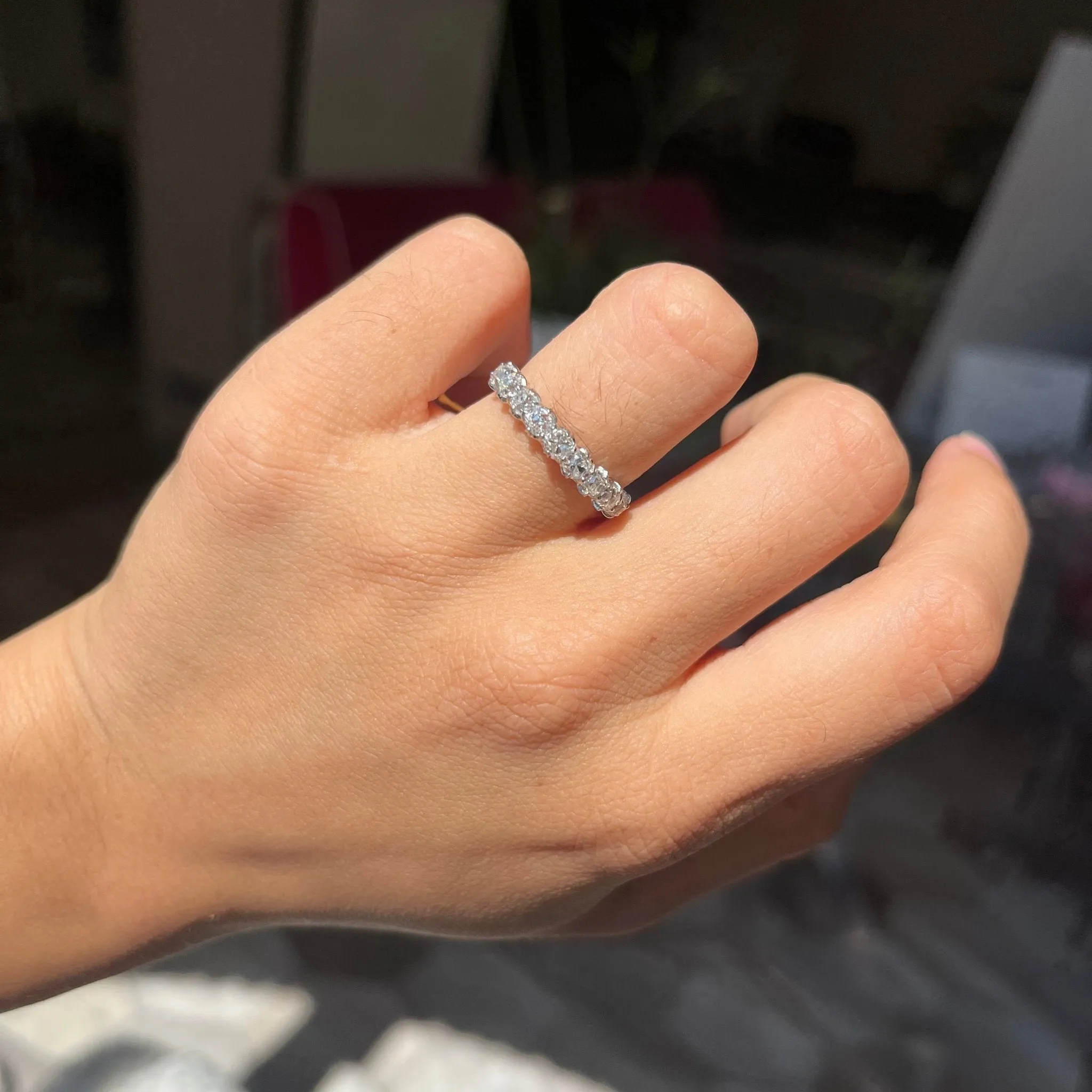 1.29ctw Old Mine Cut Diamond Half-Hoop Band