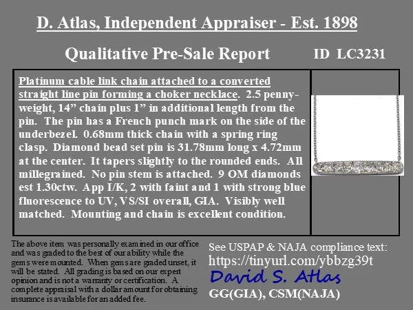 1.30ctw Old Mine Cut Diamond Bar Pendant Conversion, French