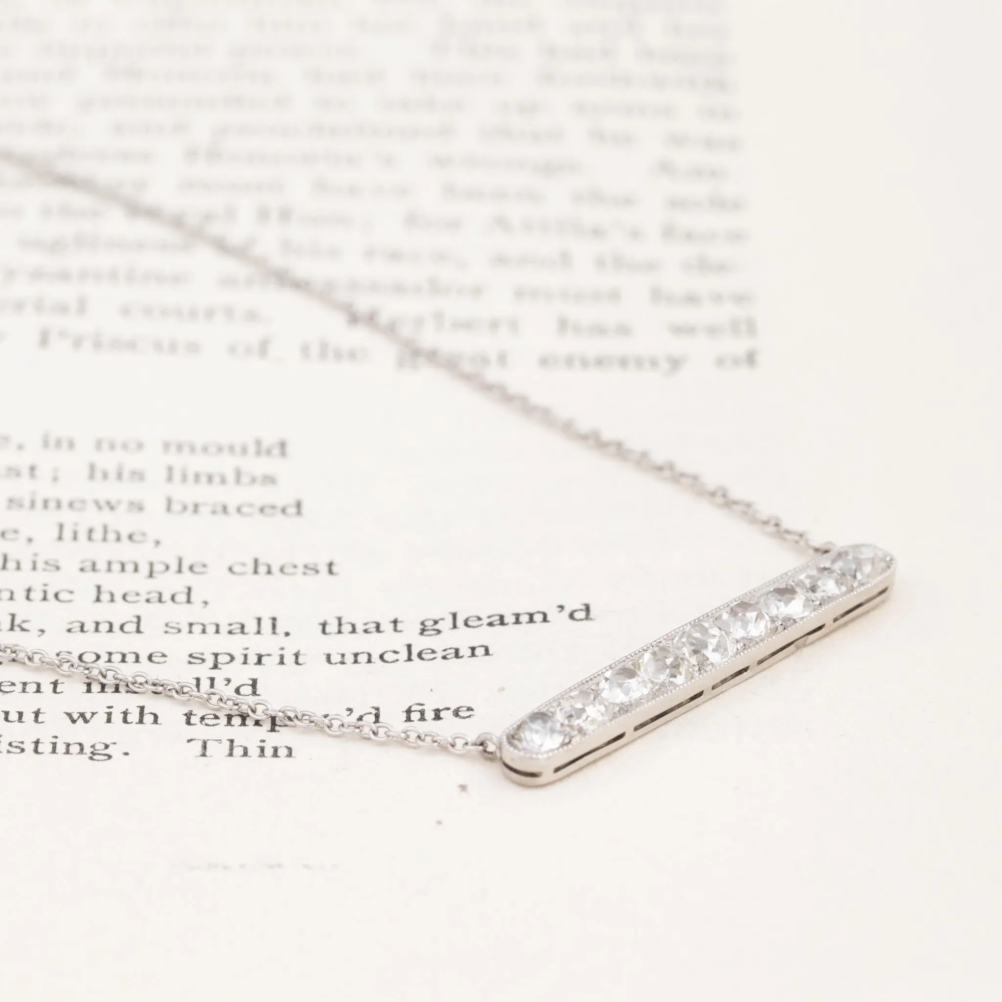 1.30ctw Old Mine Cut Diamond Bar Pendant Conversion, French