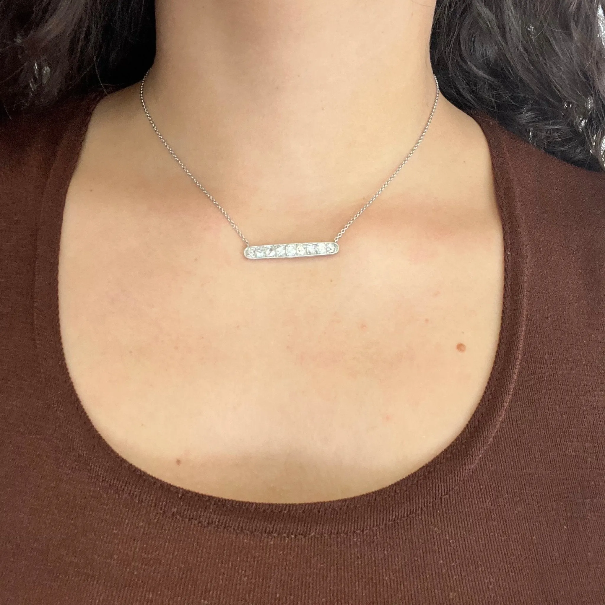 1.30ctw Old Mine Cut Diamond Bar Pendant Conversion, French