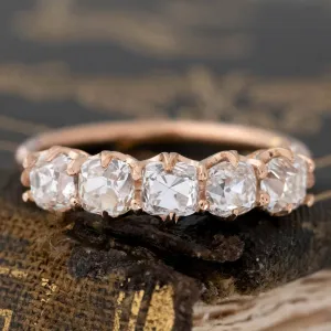 1.31ctw Old Mine Cut Diamond 5-Stone Band