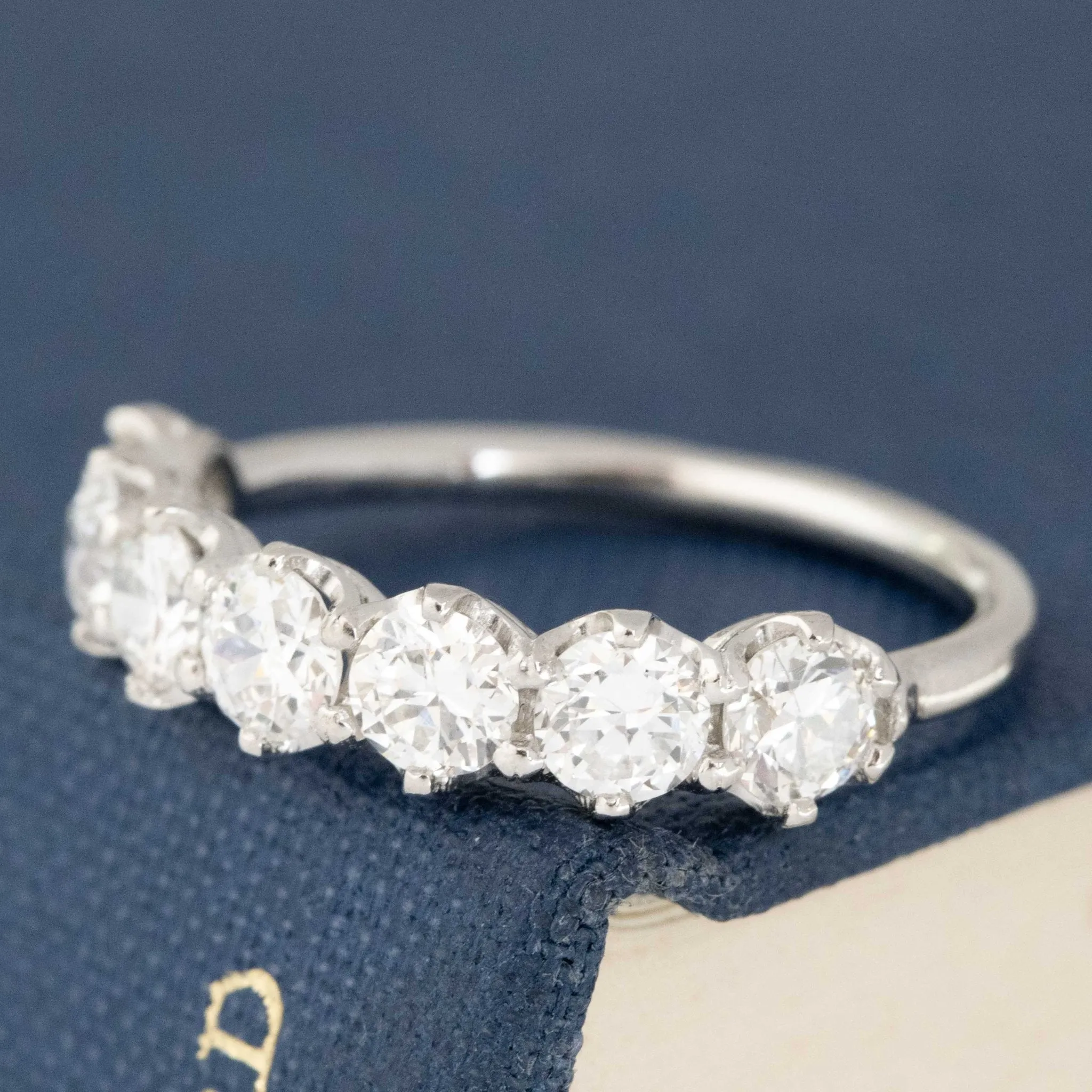 1.36ctw Old European Cut Diamond 7-Stone Half-Hoop Band