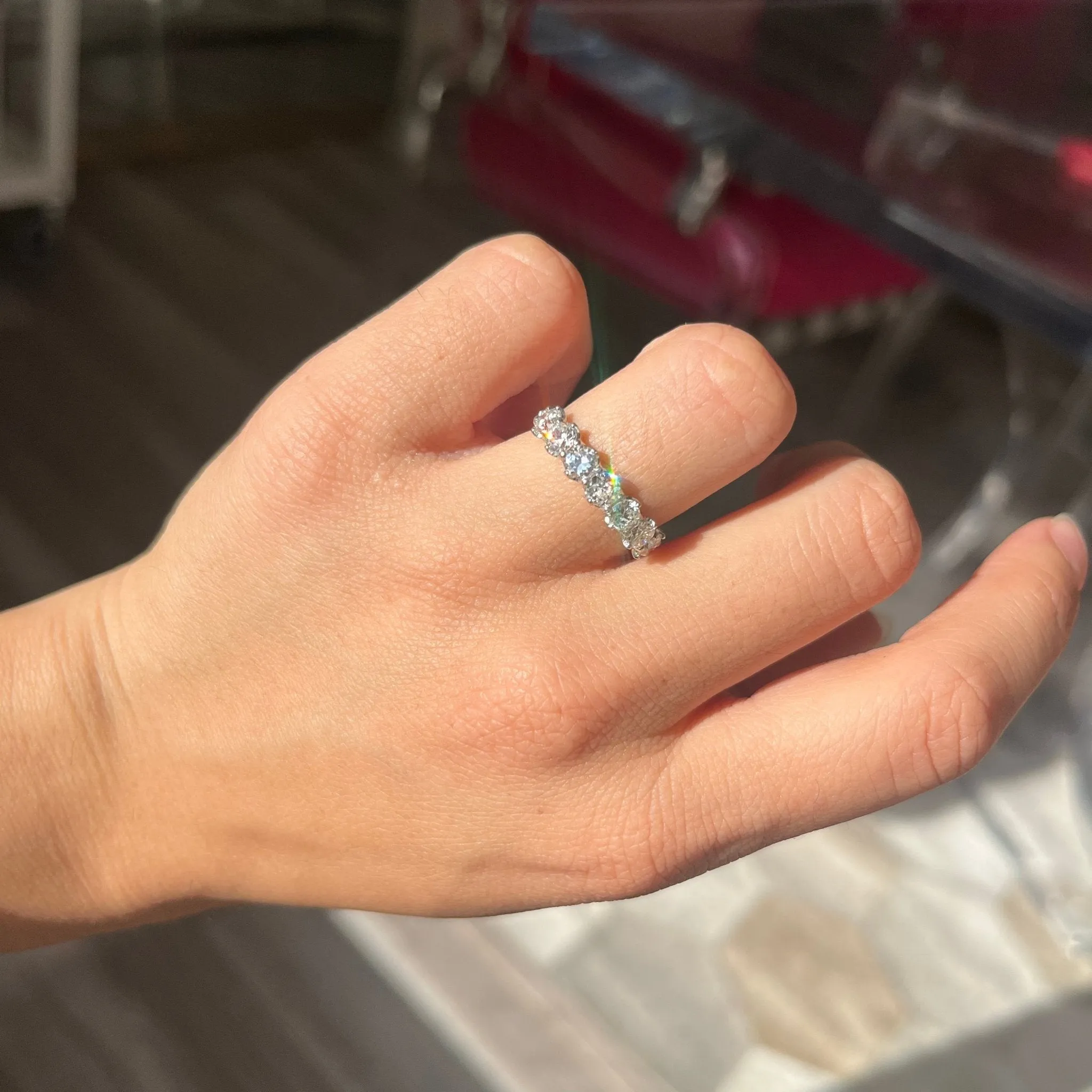 1.36ctw Old European Cut Diamond 7-Stone Half-Hoop Band