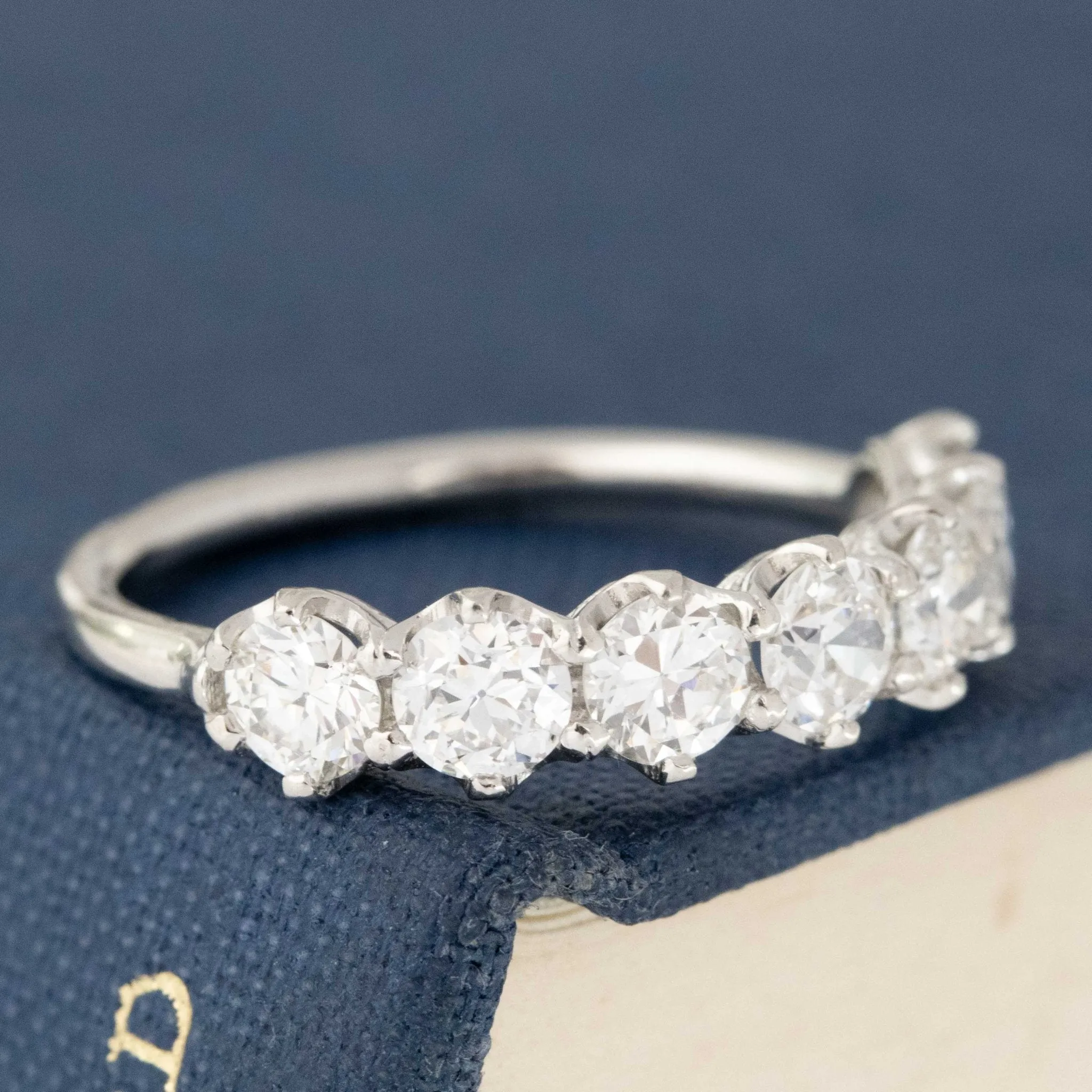 1.36ctw Old European Cut Diamond 7-Stone Half-Hoop Band