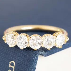 1.38ctw Old European Cut Diamond 5-Stone Band