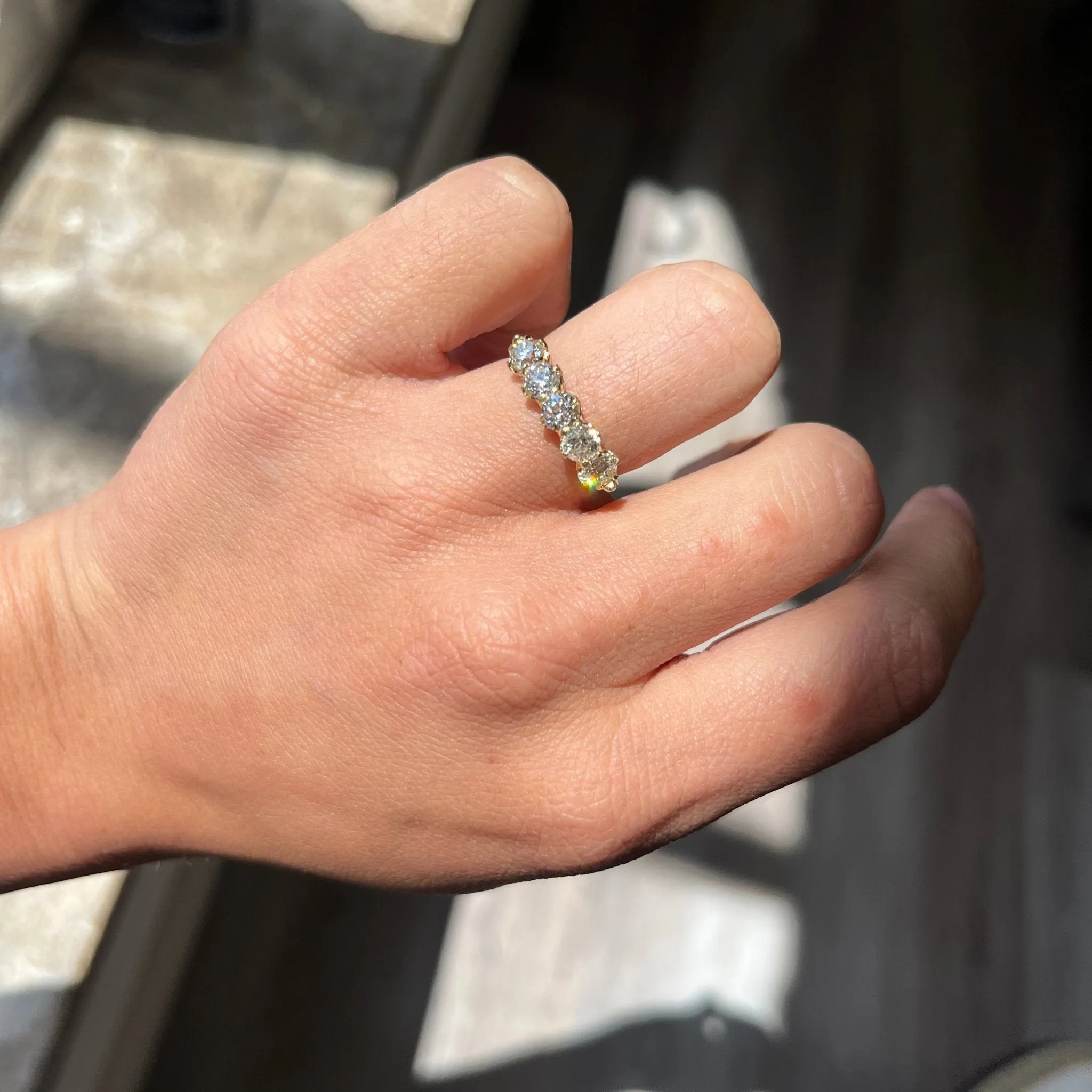 1.38ctw Old European Cut Diamond 5-Stone Band