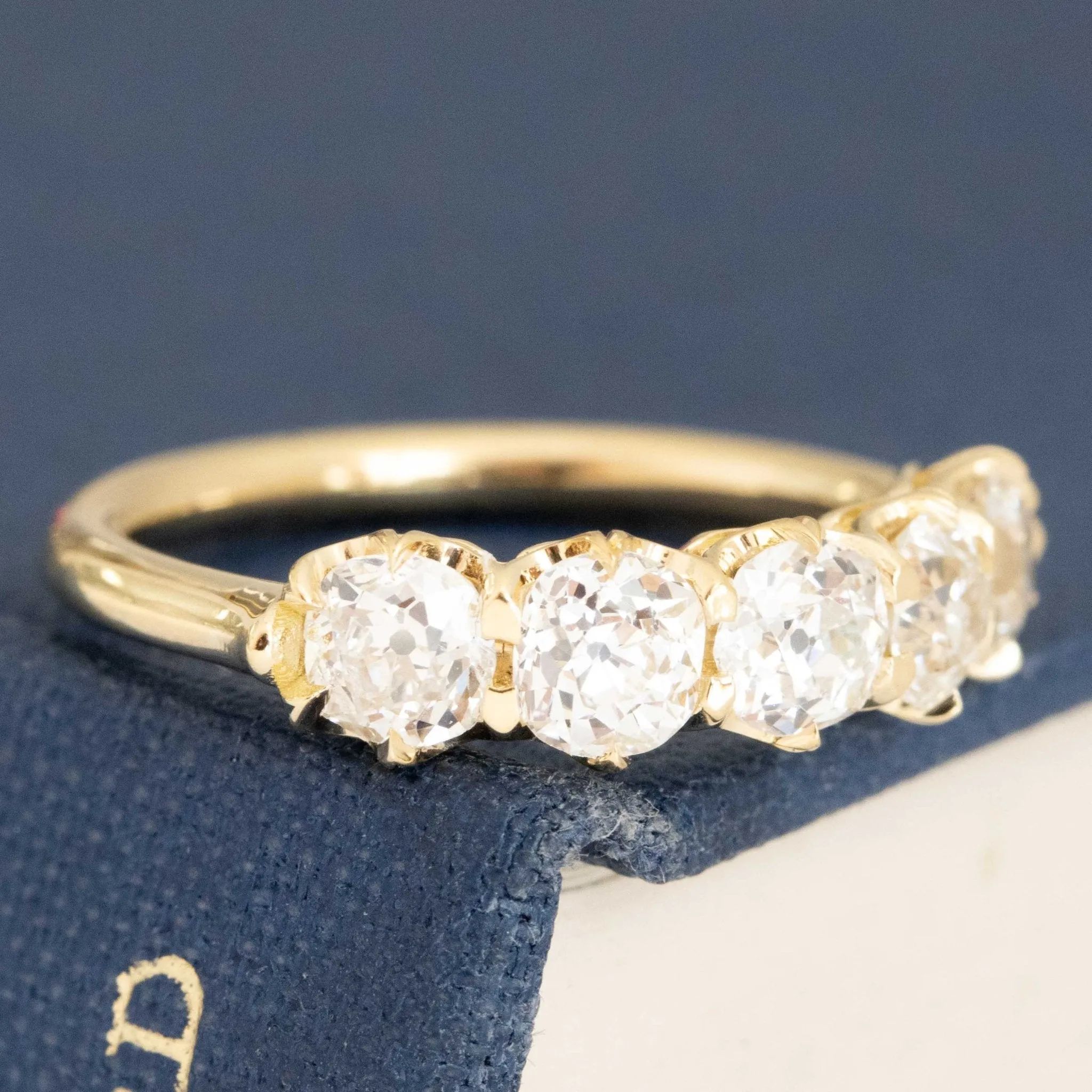1.39ctw Old Mine Cut Diamond 5-Stone Band