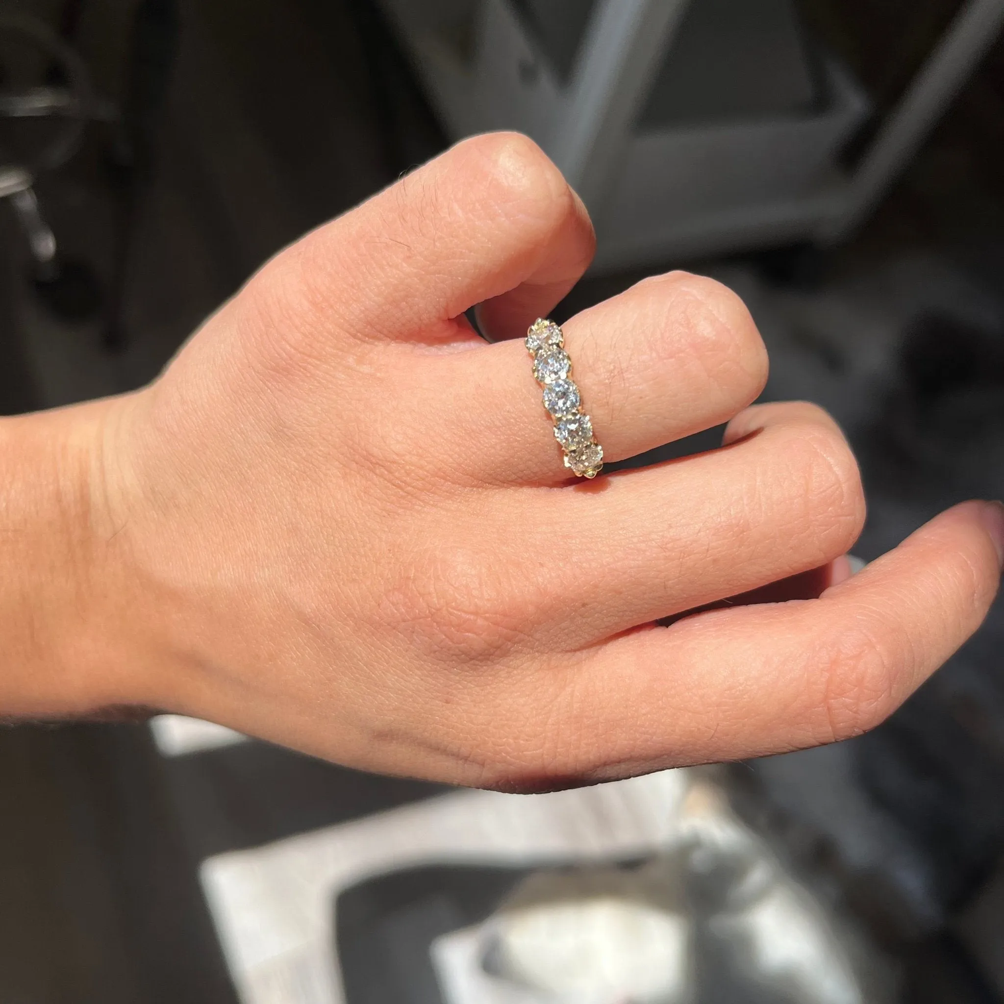 1.39ctw Old Mine Cut Diamond 5-Stone Band