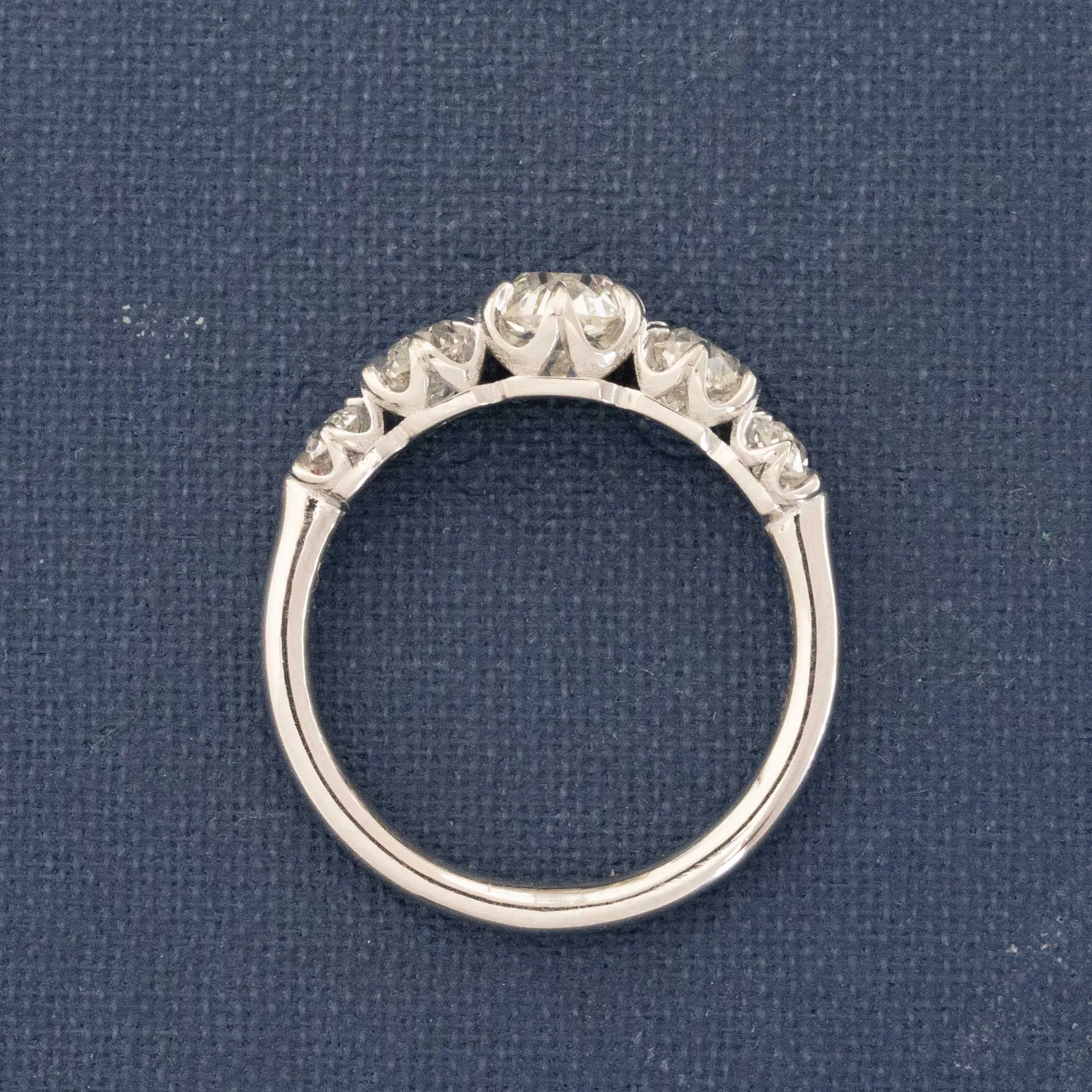 1.46ctw Old Mine Cut Diamond Graduated 5-Stone Band