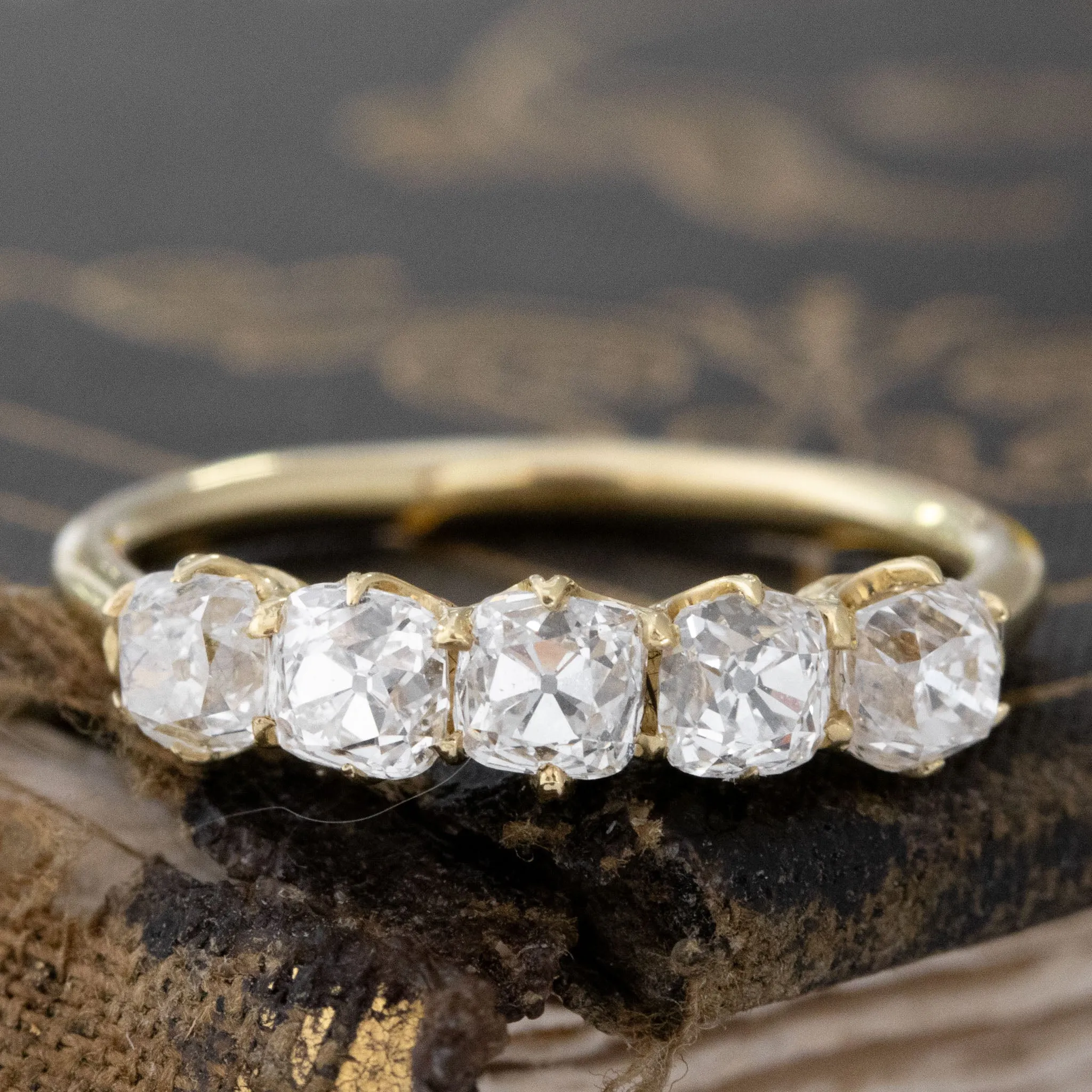 1.47ctw Old Mine Cut Diamond 5-Stone Band