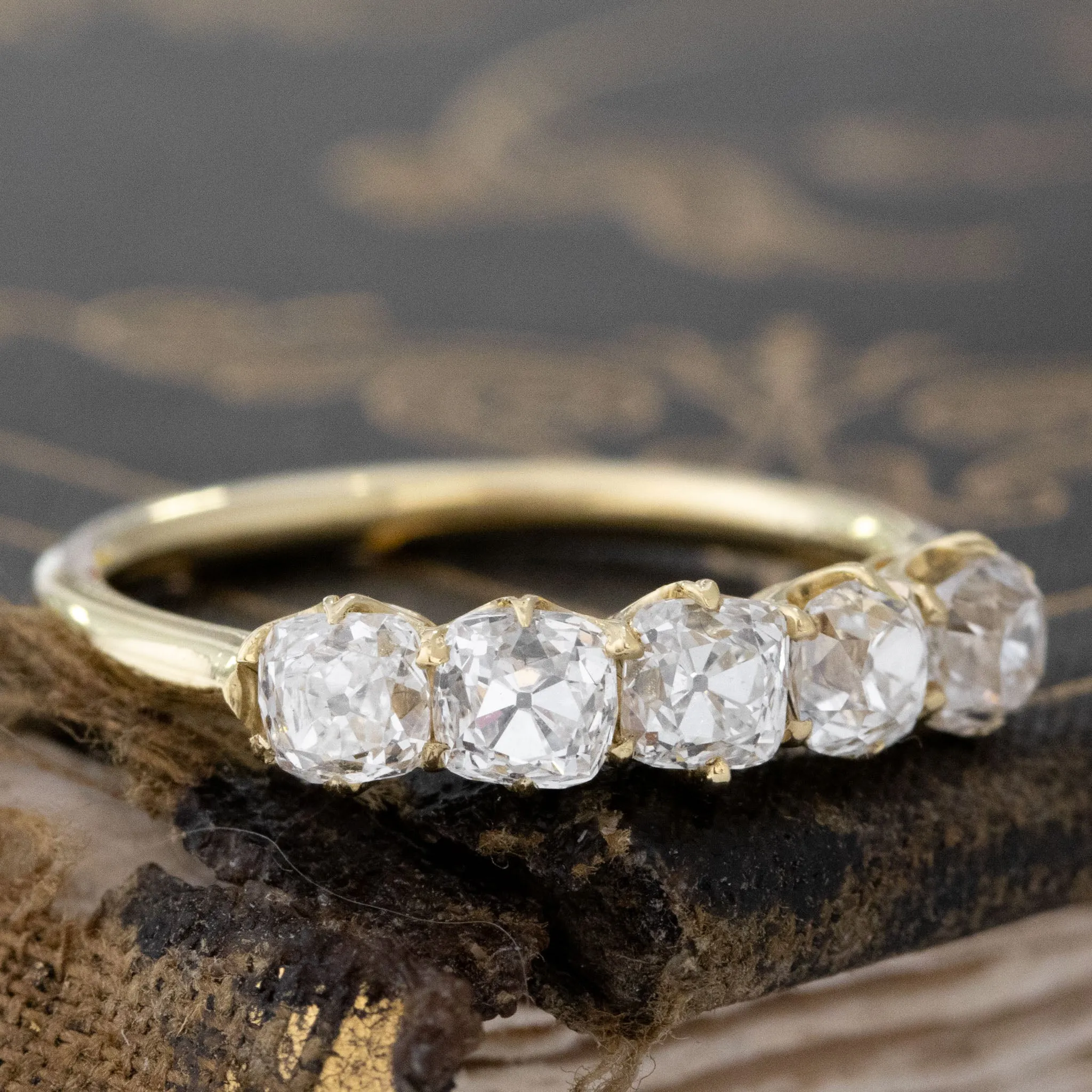 1.47ctw Old Mine Cut Diamond 5-Stone Band