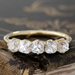 1.47ctw Old Mine Cut Diamond 5-Stone Band