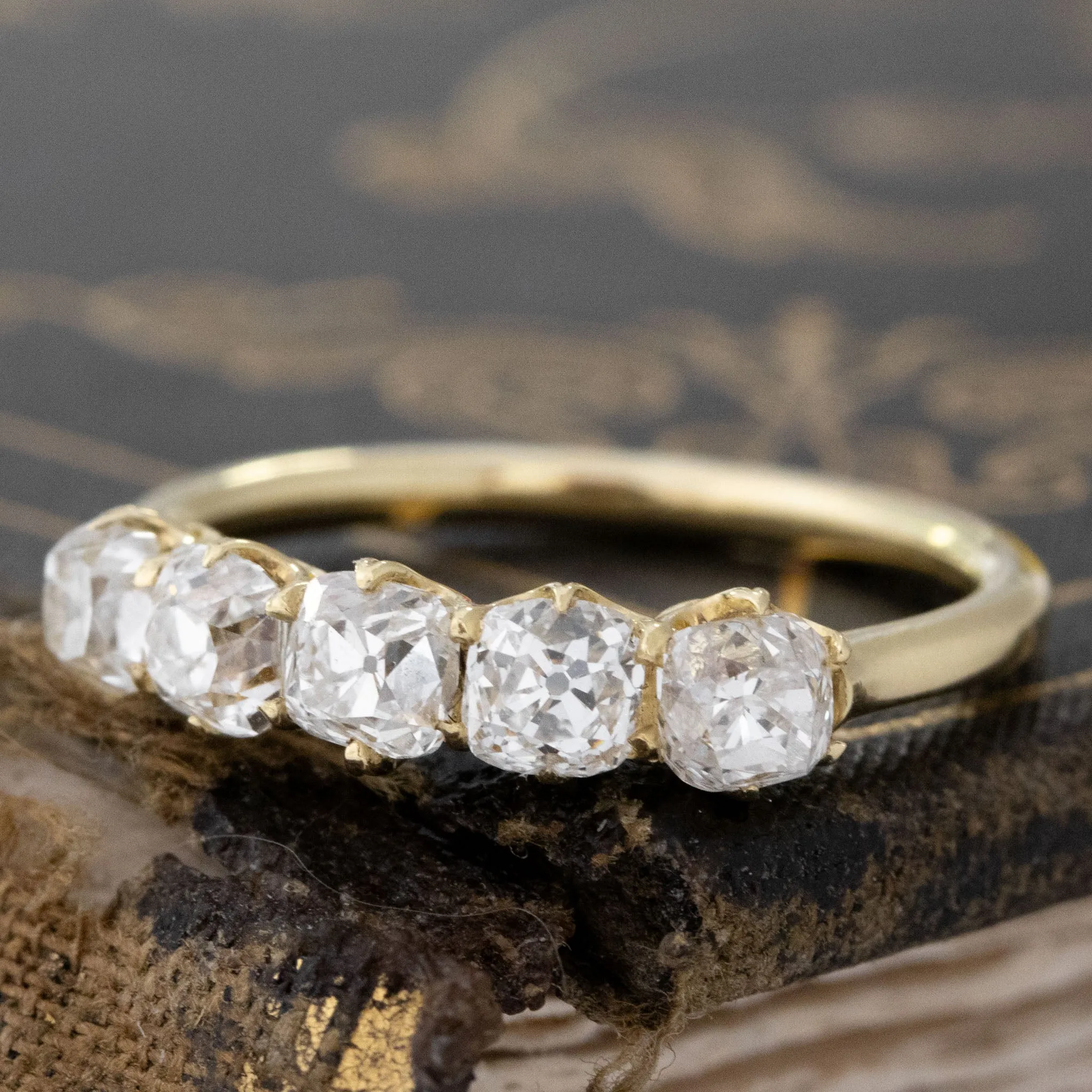 1.47ctw Old Mine Cut Diamond 5-Stone Band