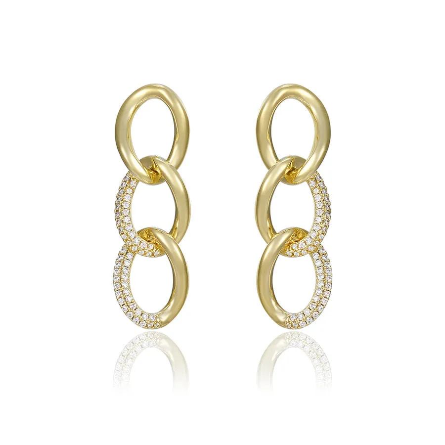 14K Gold Plated Diamond Chunky Chain  Earring