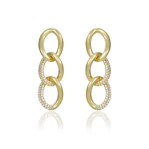 14K Gold Plated Diamond Chunky Chain  Earring