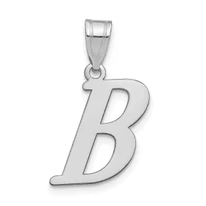 14k White Gold  Slanted Design Letter B Initial Charm Pendant