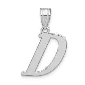 14k White Gold  Slanted Design Letter D Initial Charm Pendant